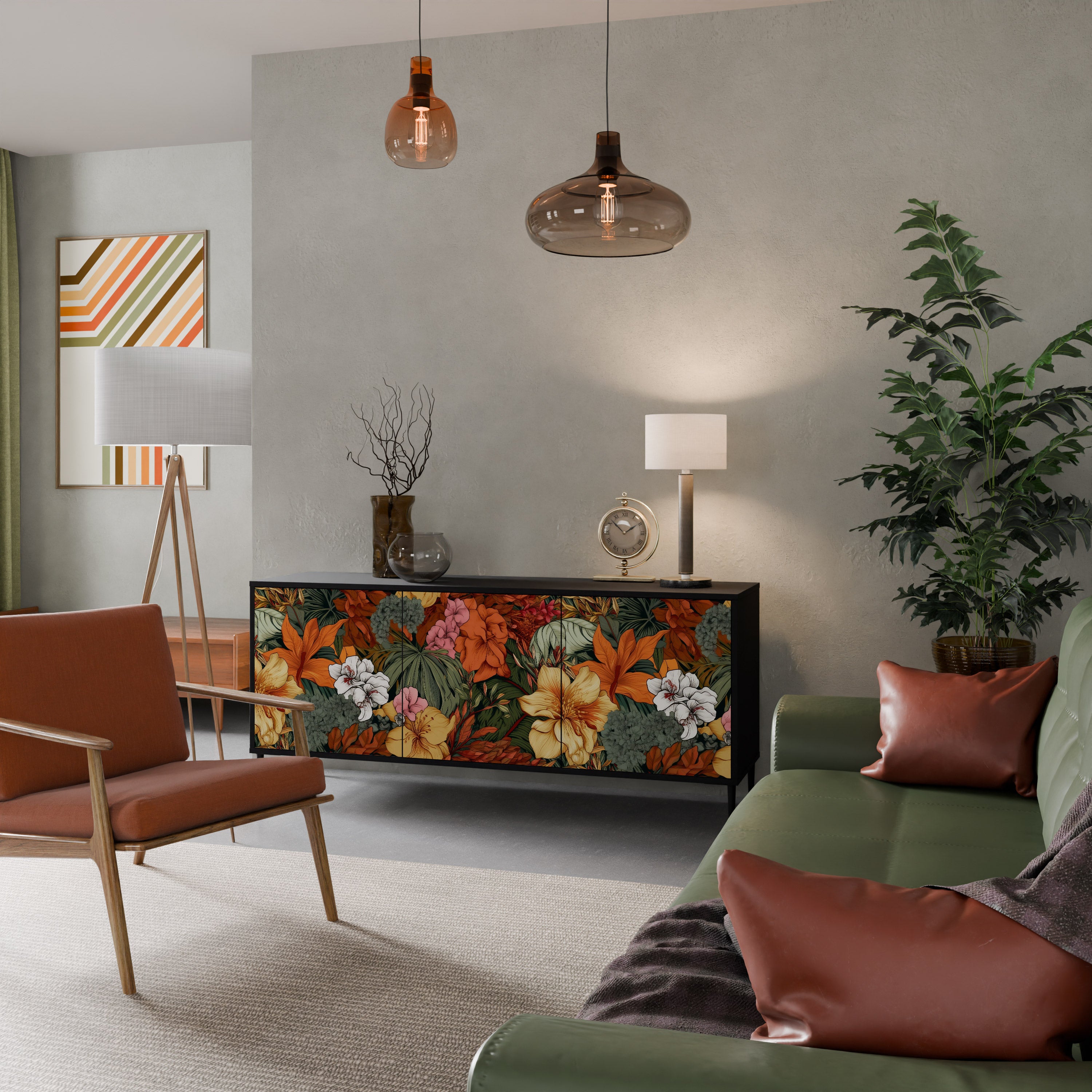 RADIANT FLORA Komoda 3-drzwiowa korpus Czarny