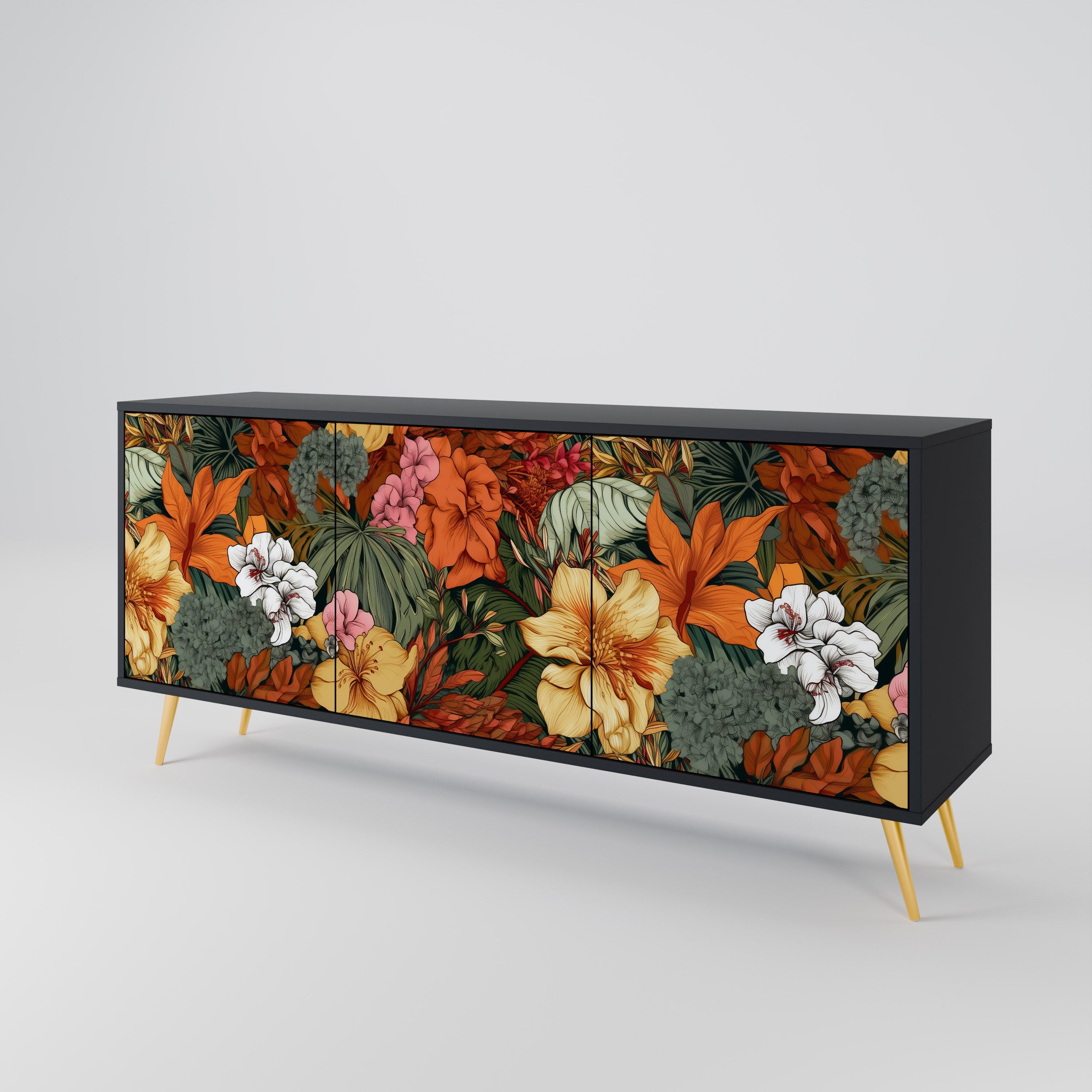 RADIANT FLORA Komoda 3-drzwiowa korpus Czarny