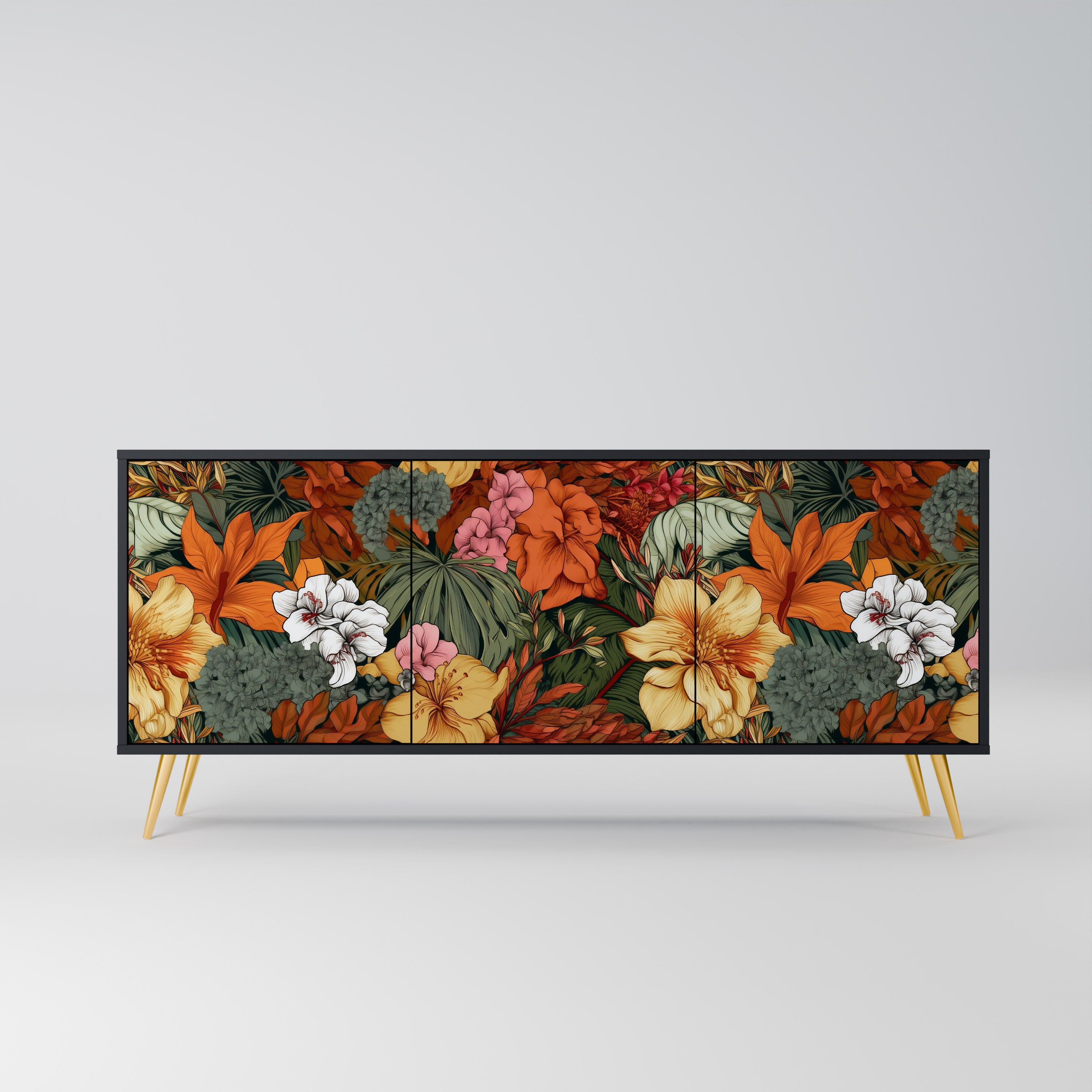 RADIANT FLORA Komoda 3-drzwiowa korpus Czarny