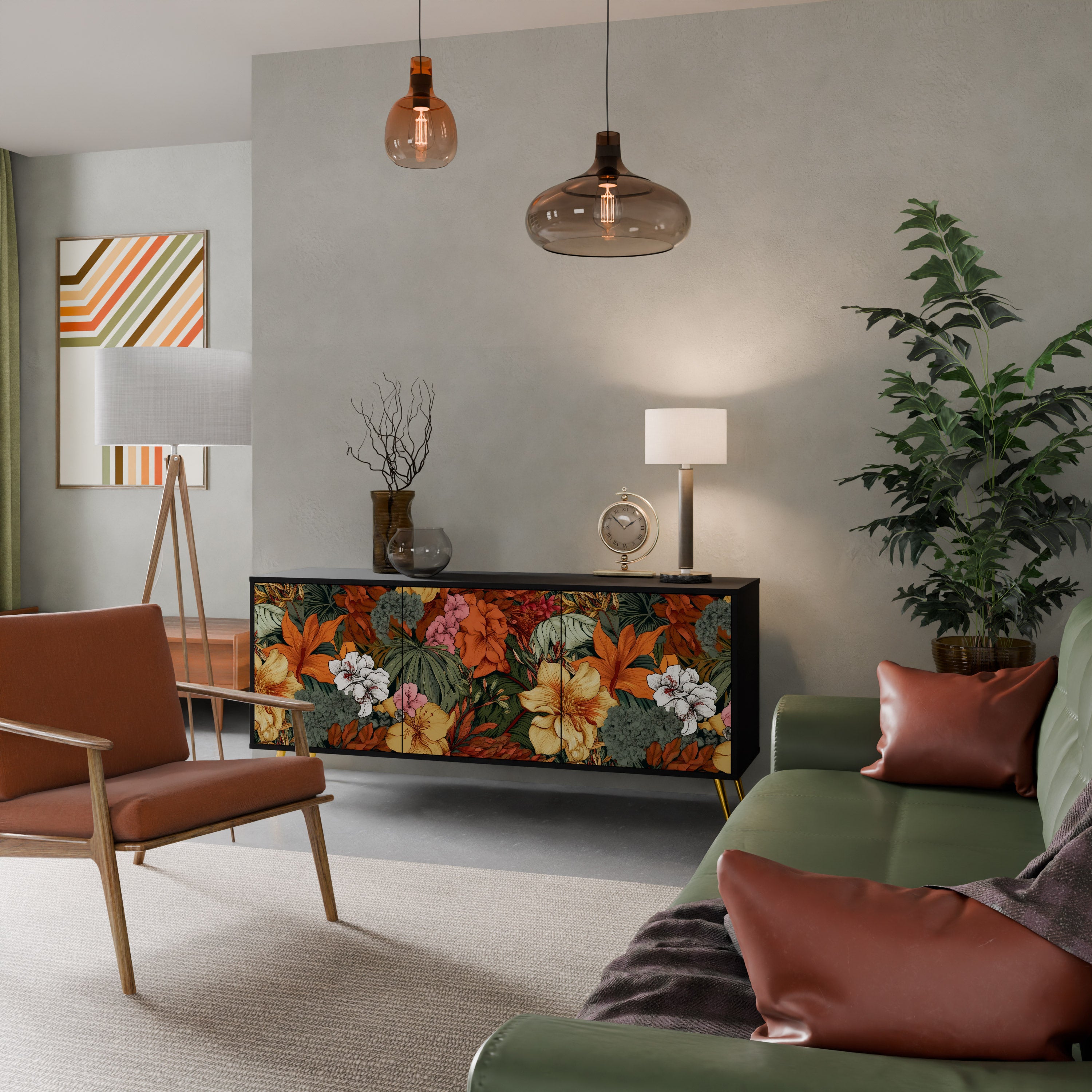RADIANT FLORA Komoda 3-drzwiowa korpus Czarny