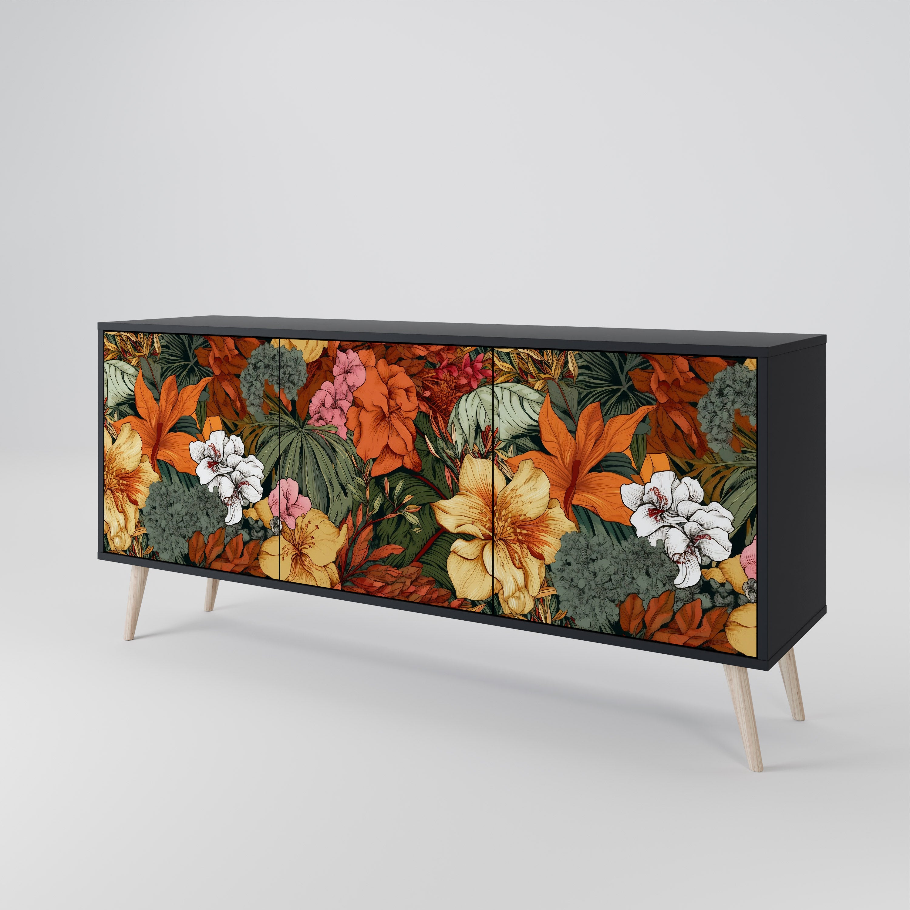 RADIANT FLORA Komoda 3-drzwiowa korpus Czarny