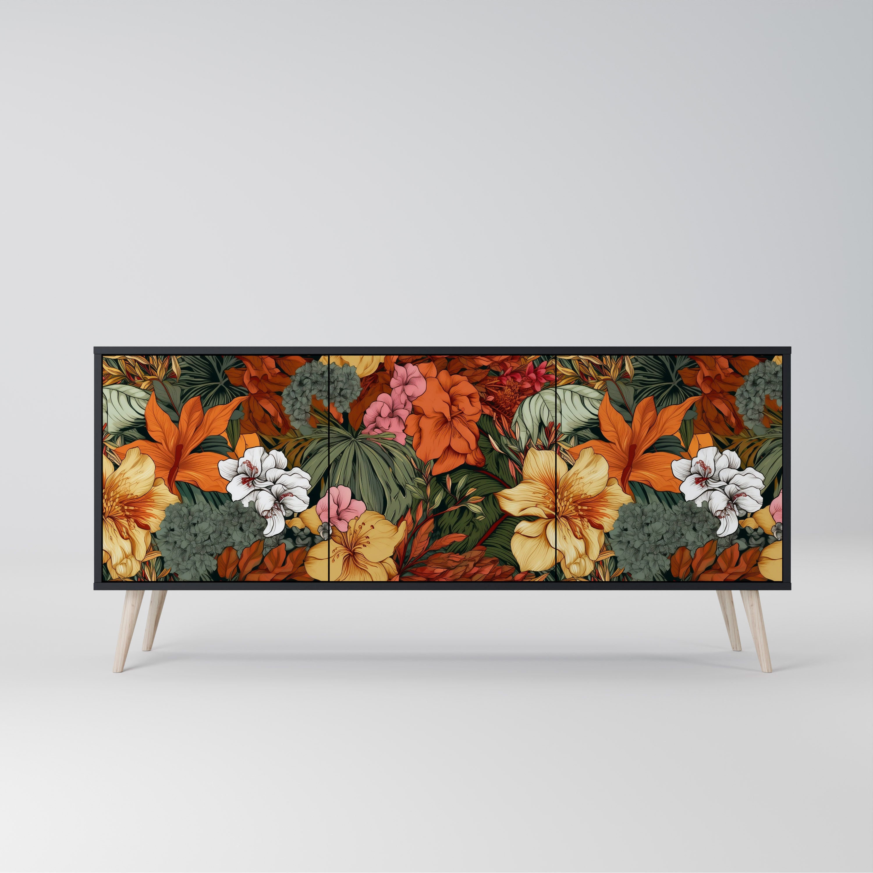 RADIANT FLORA Komoda 3-drzwiowa korpus Czarny
