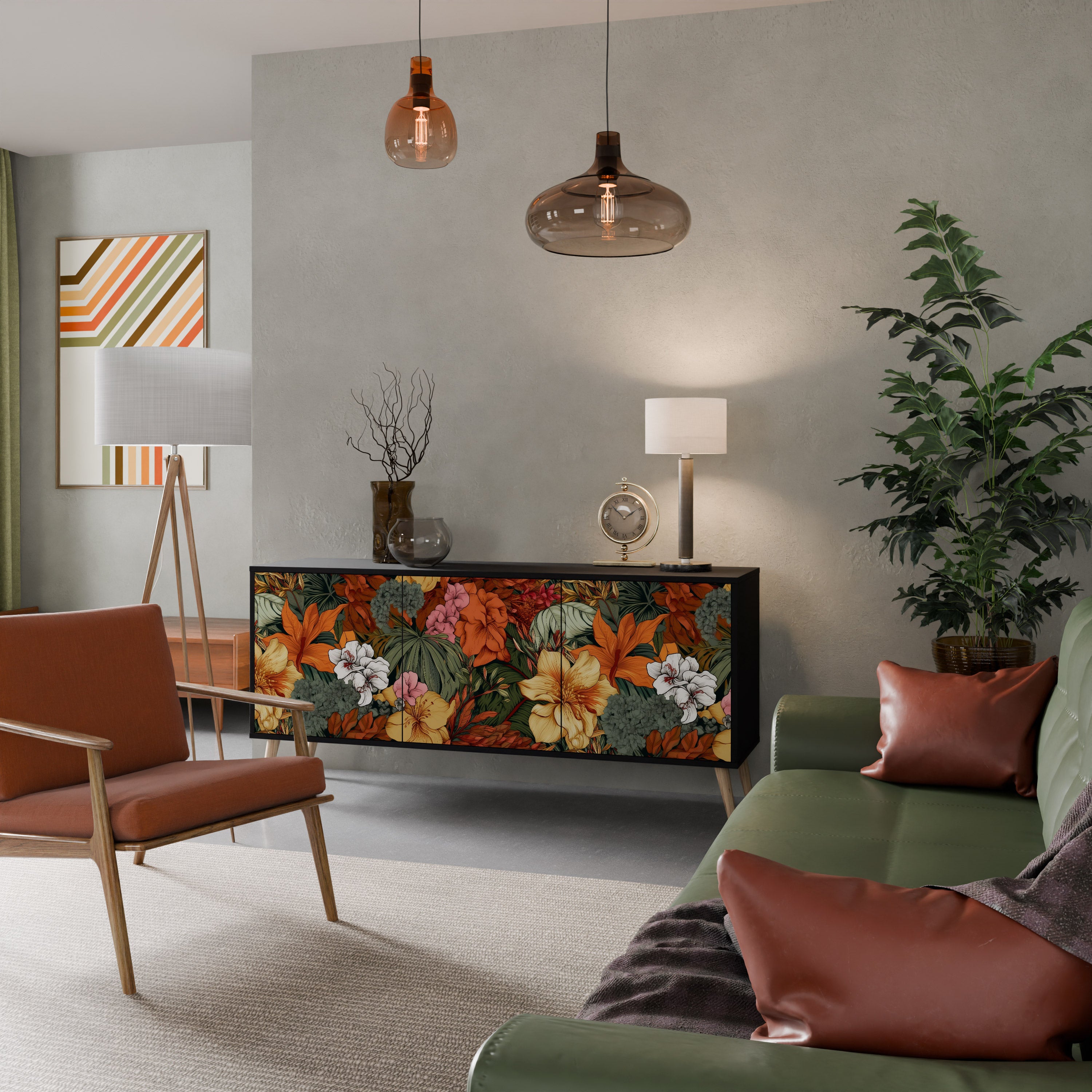 RADIANT FLORA Komoda 3-drzwiowa korpus Czarny