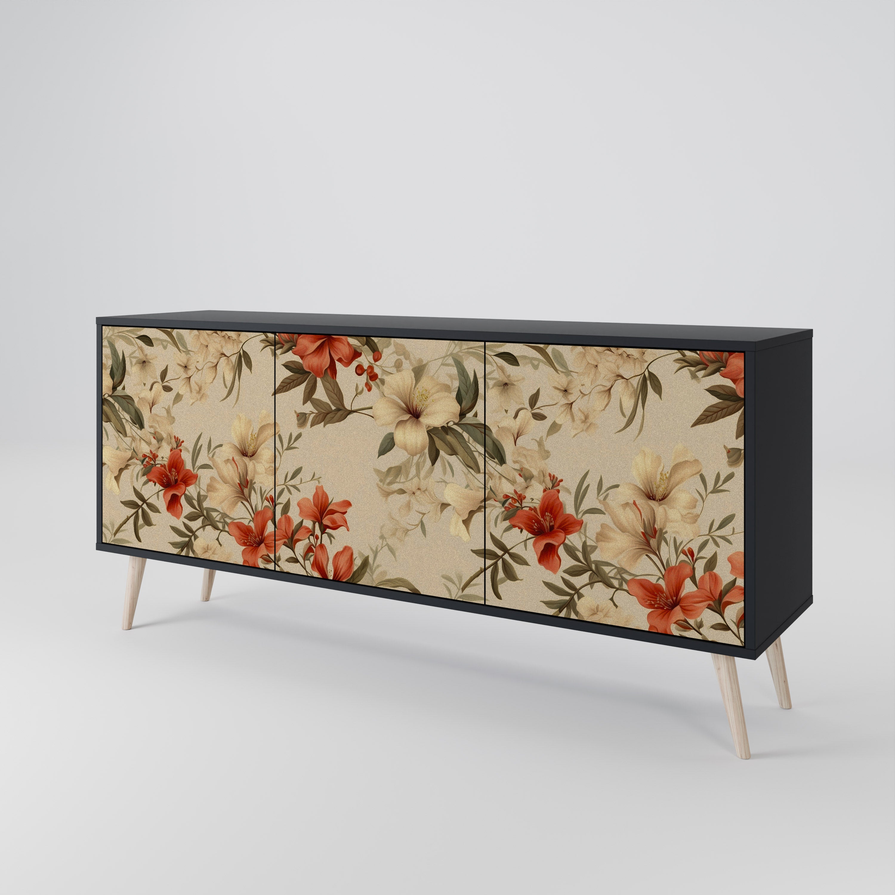 BLOOMING HARMONY Komoda 3-drzwiowa korpus Czarny