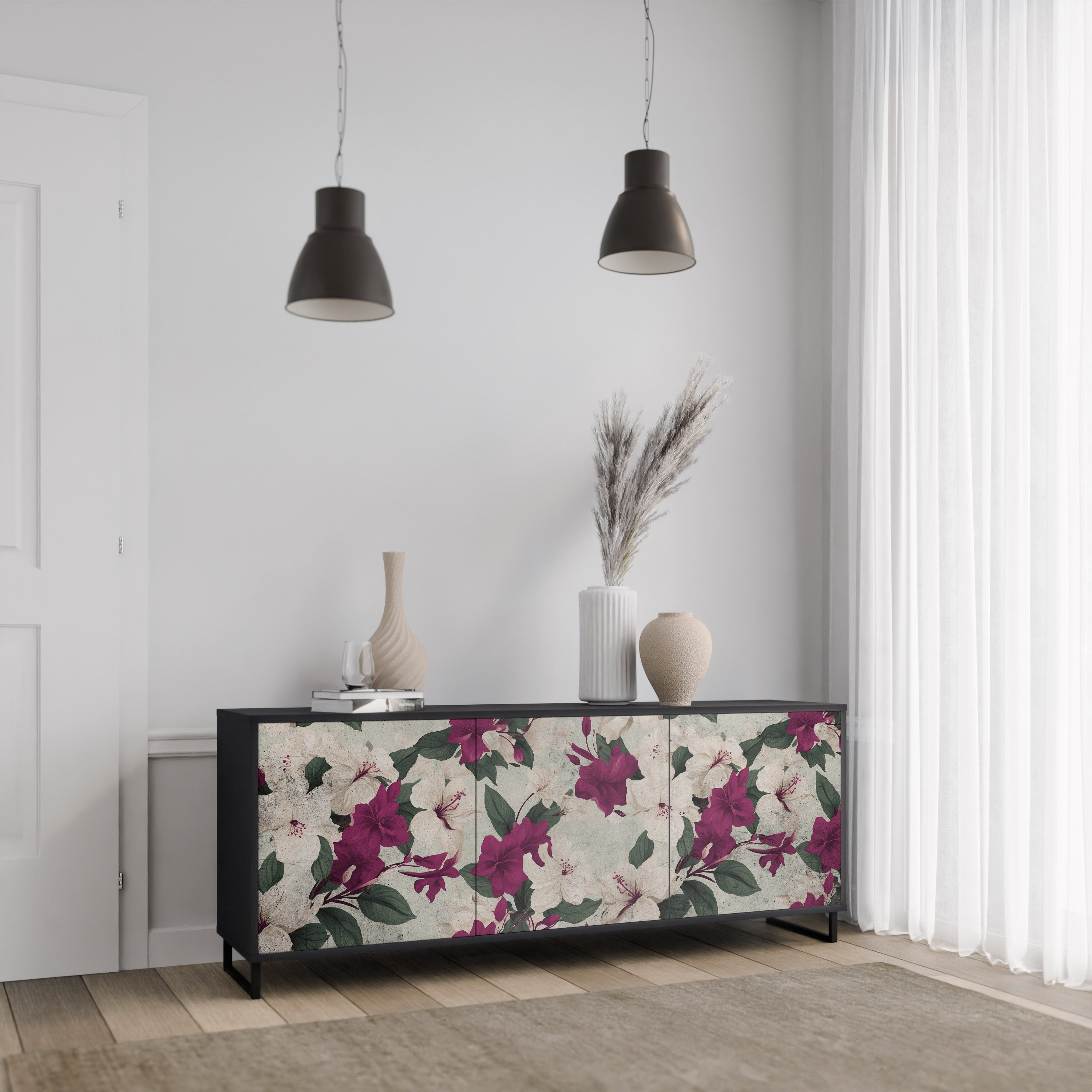 FLOWERET DREAM Komoda 3-drzwiowa korpus Czarny