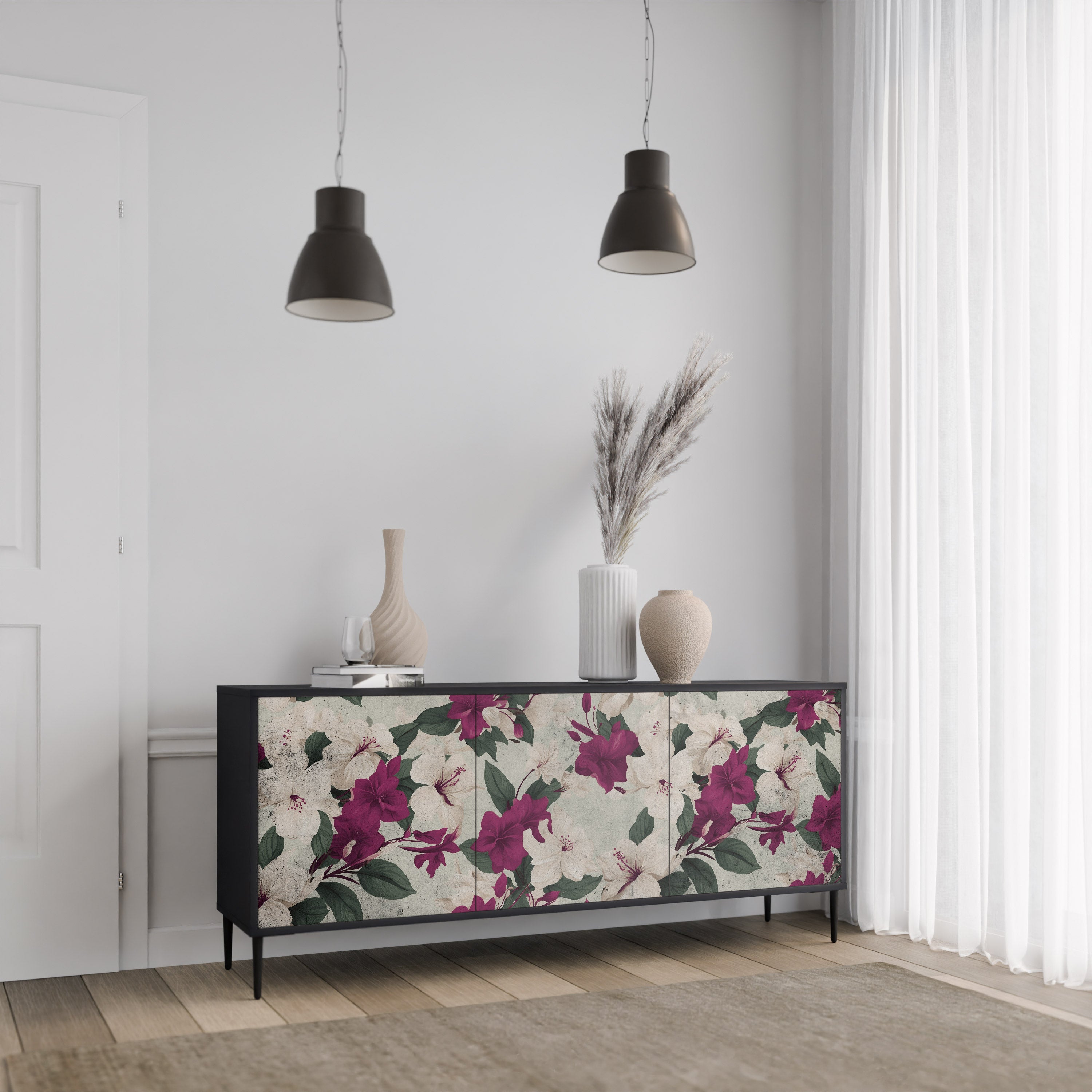 FLOWERET DREAM Komoda 3-drzwiowa korpus Czarny