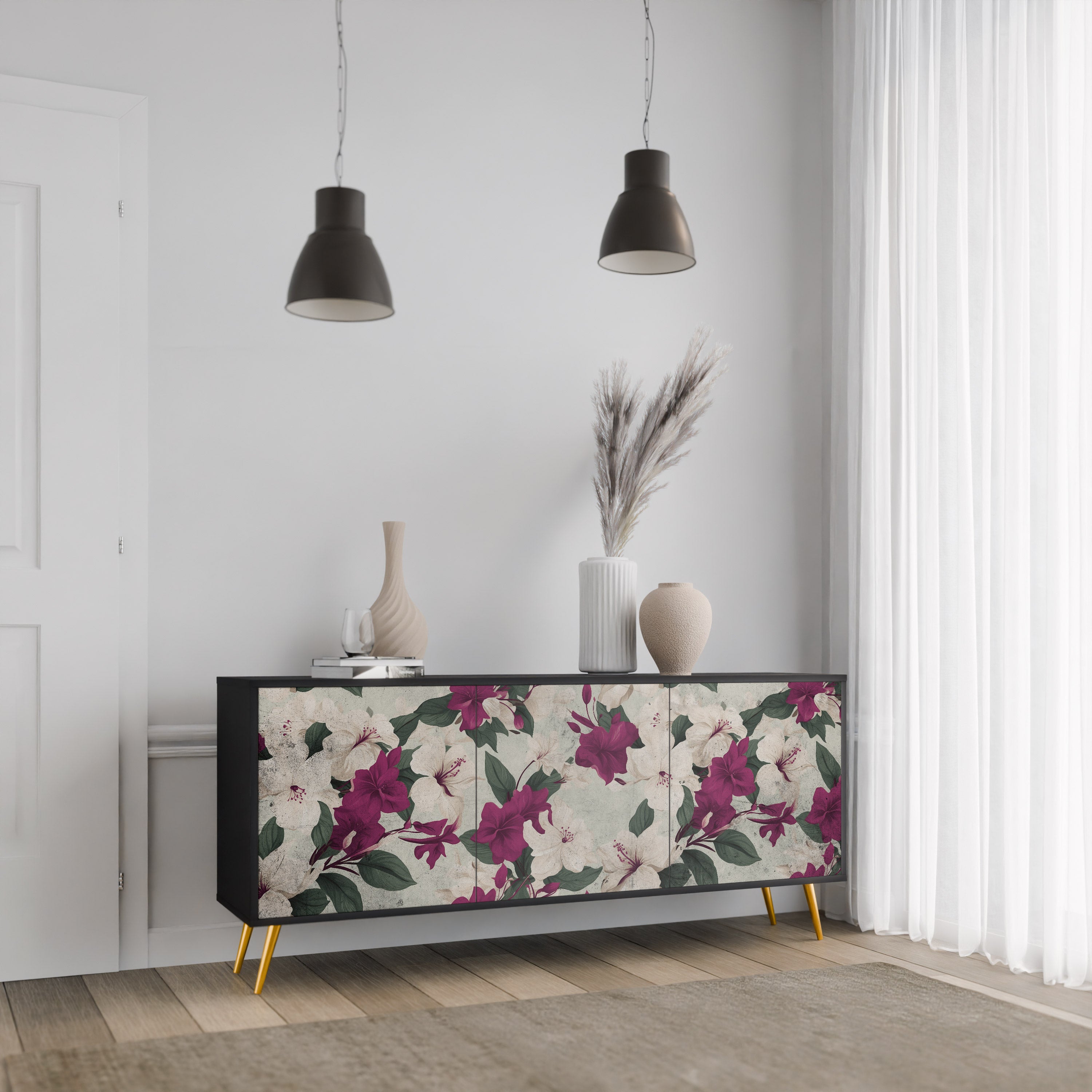 FLOWERET DREAM Komoda 3-drzwiowa korpus Czarny