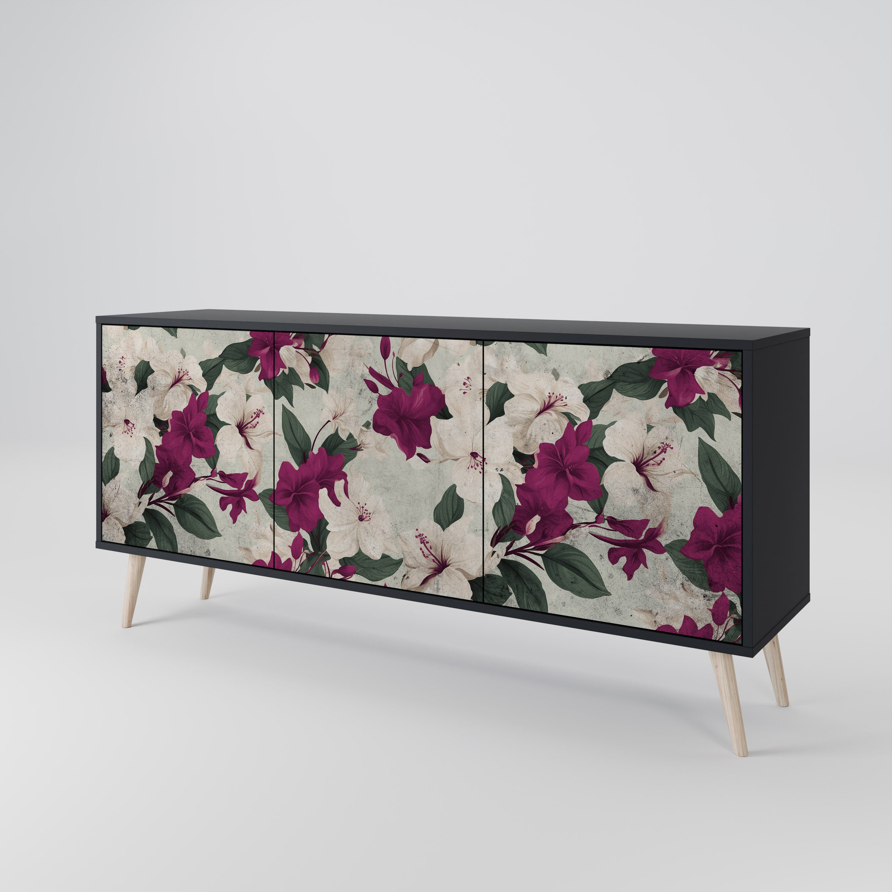 FLOWERET DREAM Komoda 3-drzwiowa korpus Czarny