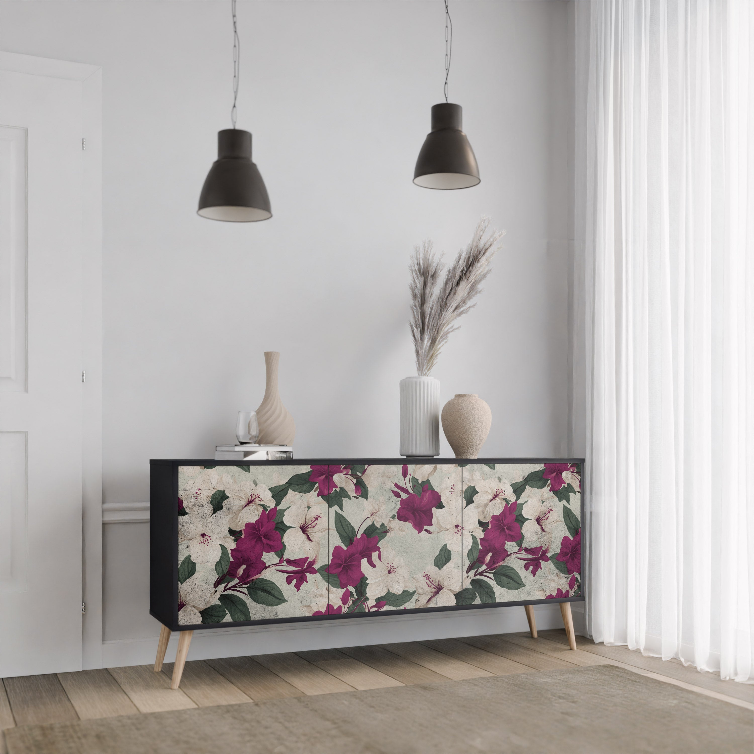 FLOWERET DREAM Komoda 3-drzwiowa korpus Czarny