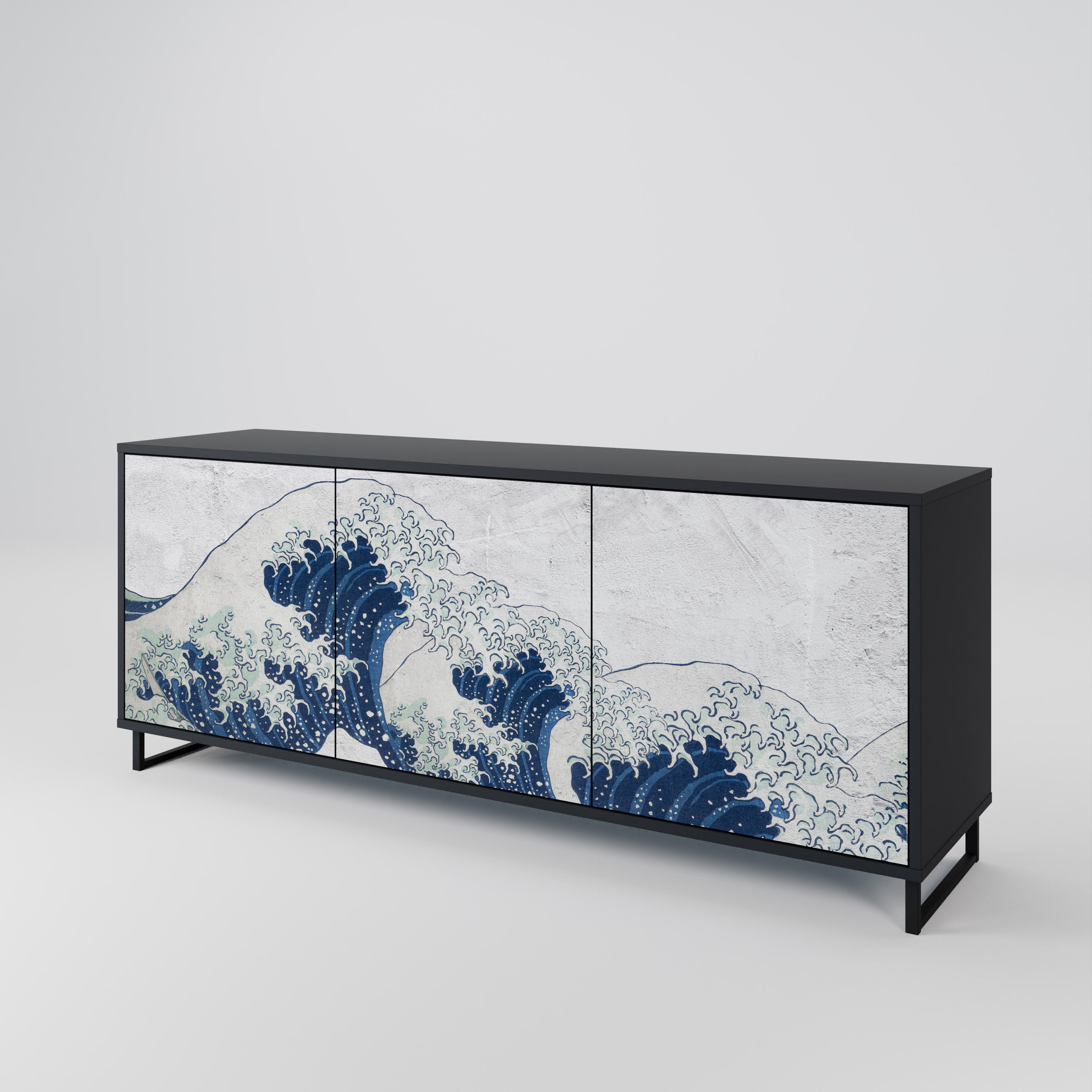 THE GREAT WAVE AT KANAGAWA Komoda 3-drzwiowa korpus Czarny