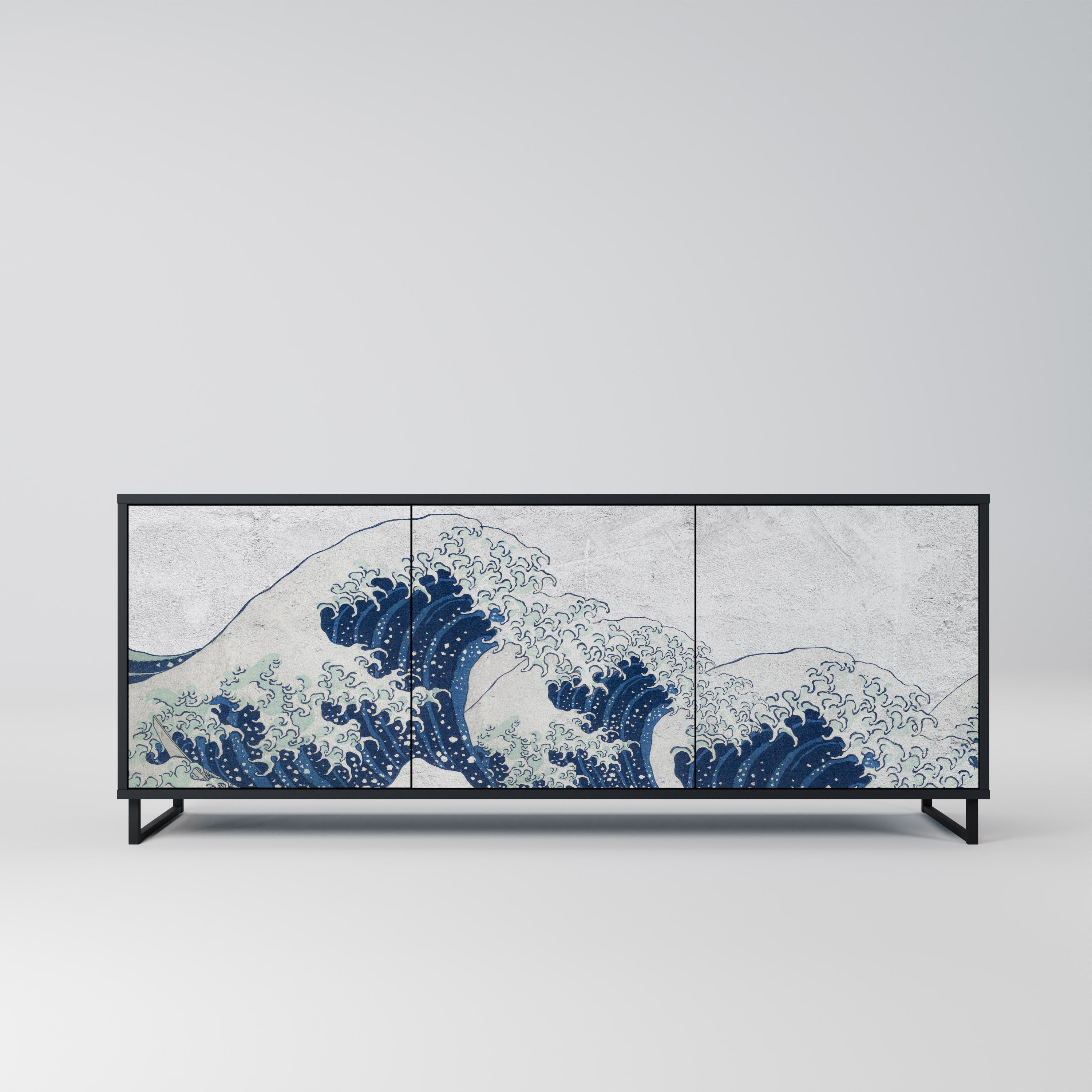 THE GREAT WAVE AT KANAGAWA Komoda 3-drzwiowa korpus Czarny