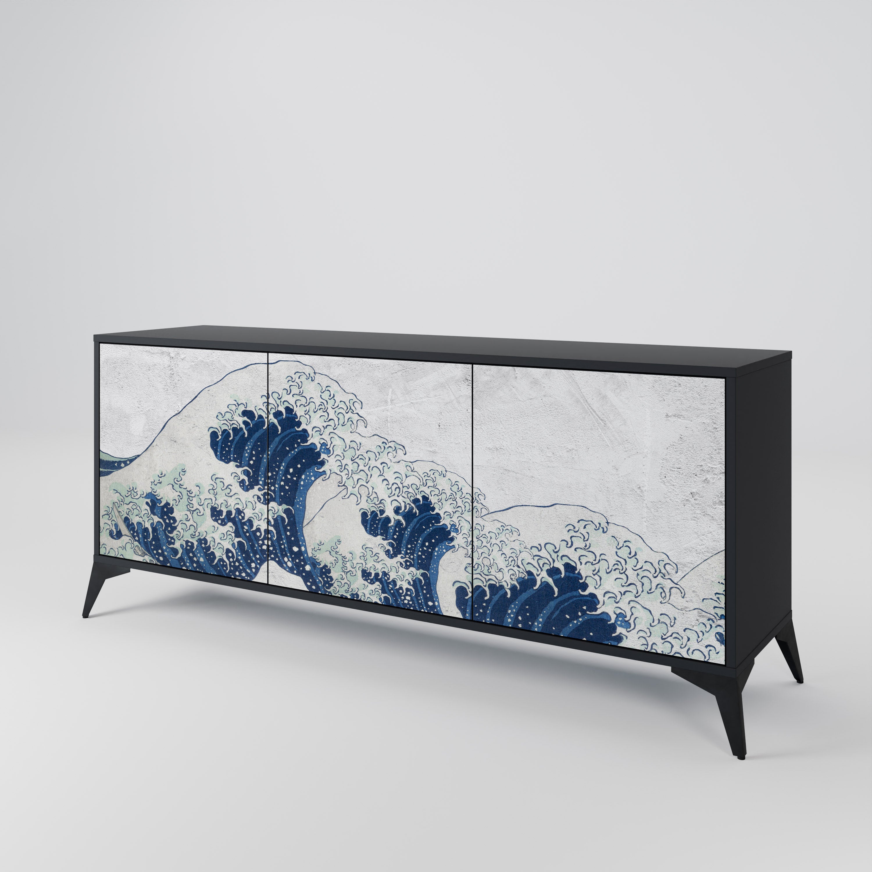 THE GREAT WAVE AT KANAGAWA Komoda 3-drzwiowa korpus Czarny