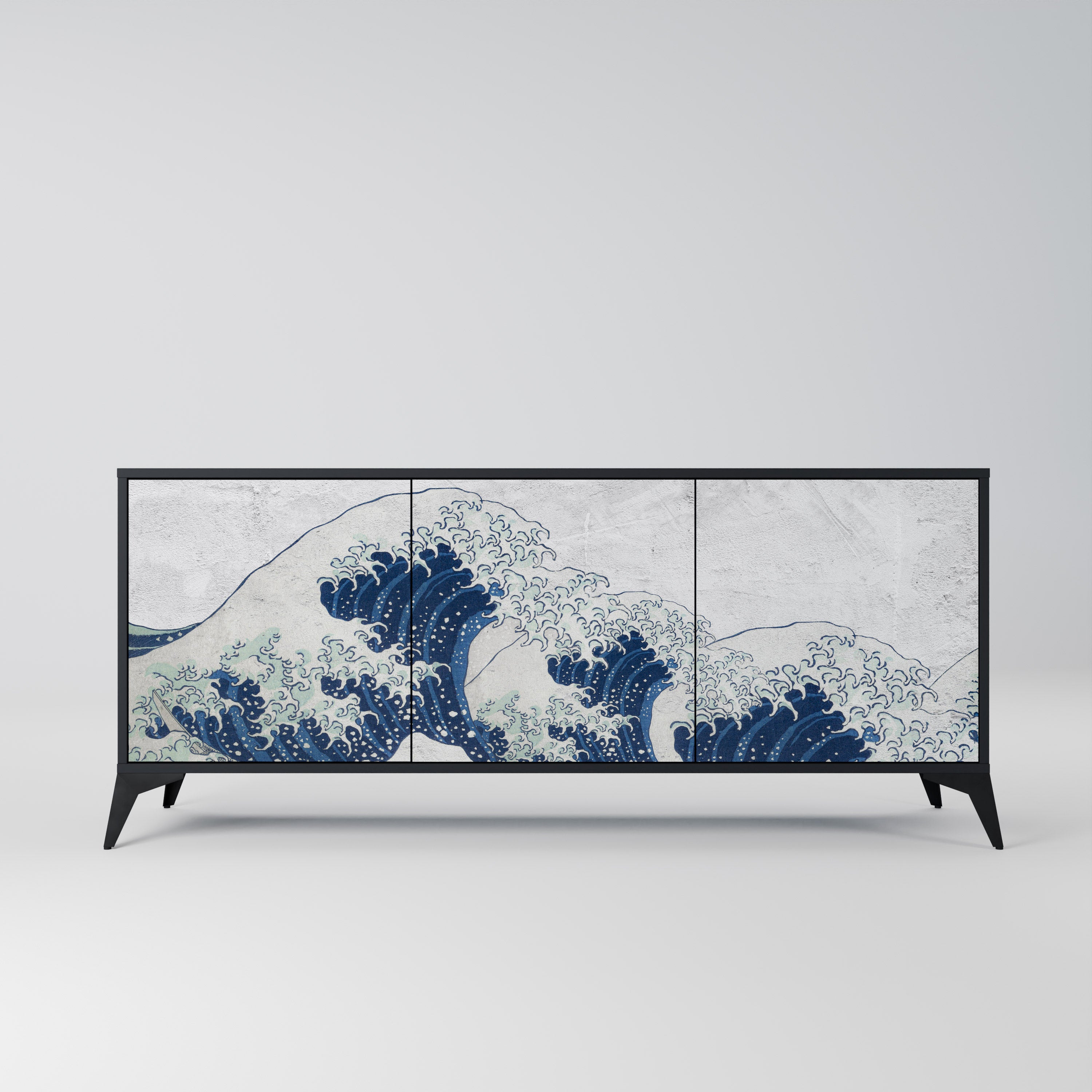 THE GREAT WAVE AT KANAGAWA Komoda 3-drzwiowa korpus Czarny