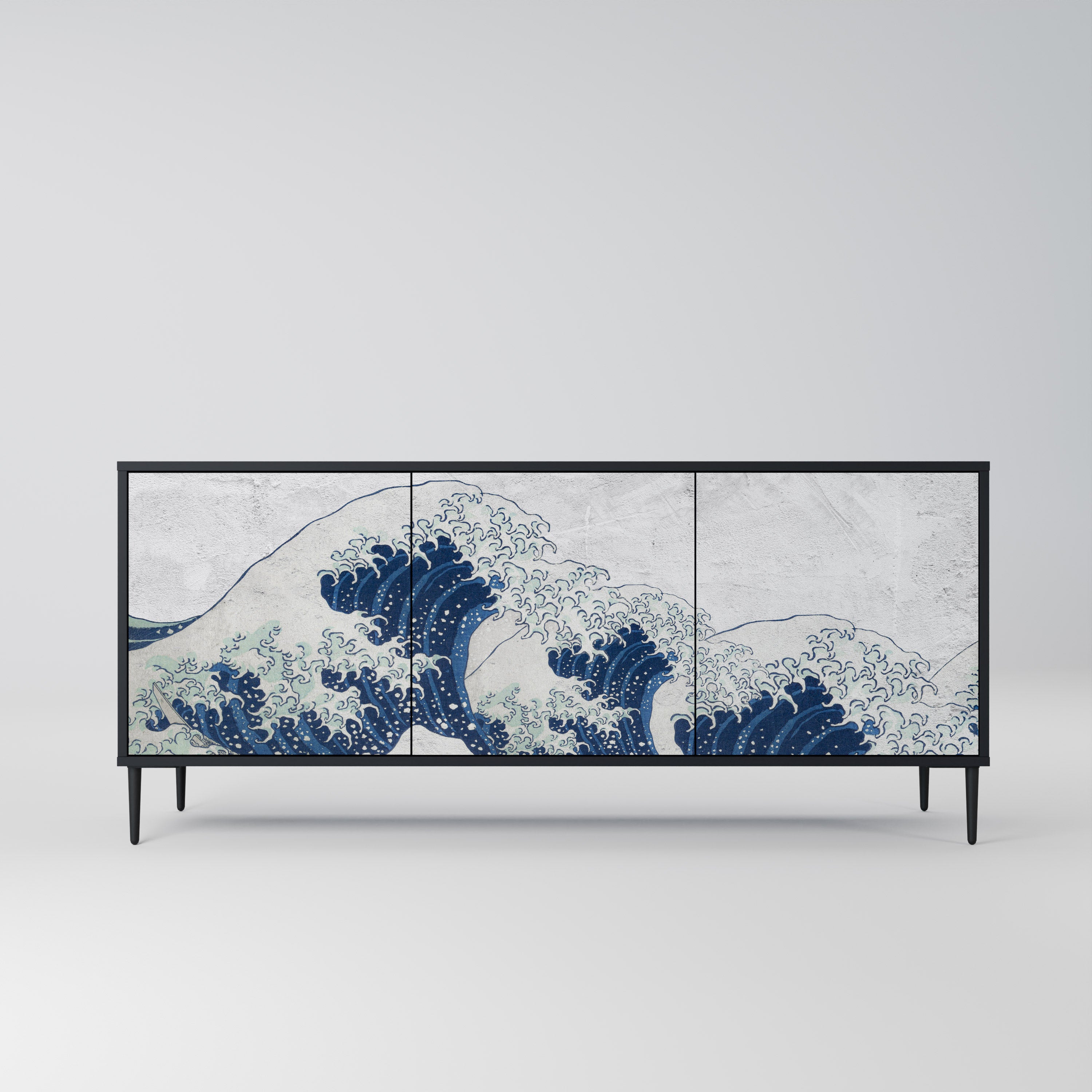THE GREAT WAVE AT KANAGAWA Komoda 3-drzwiowa korpus Czarny