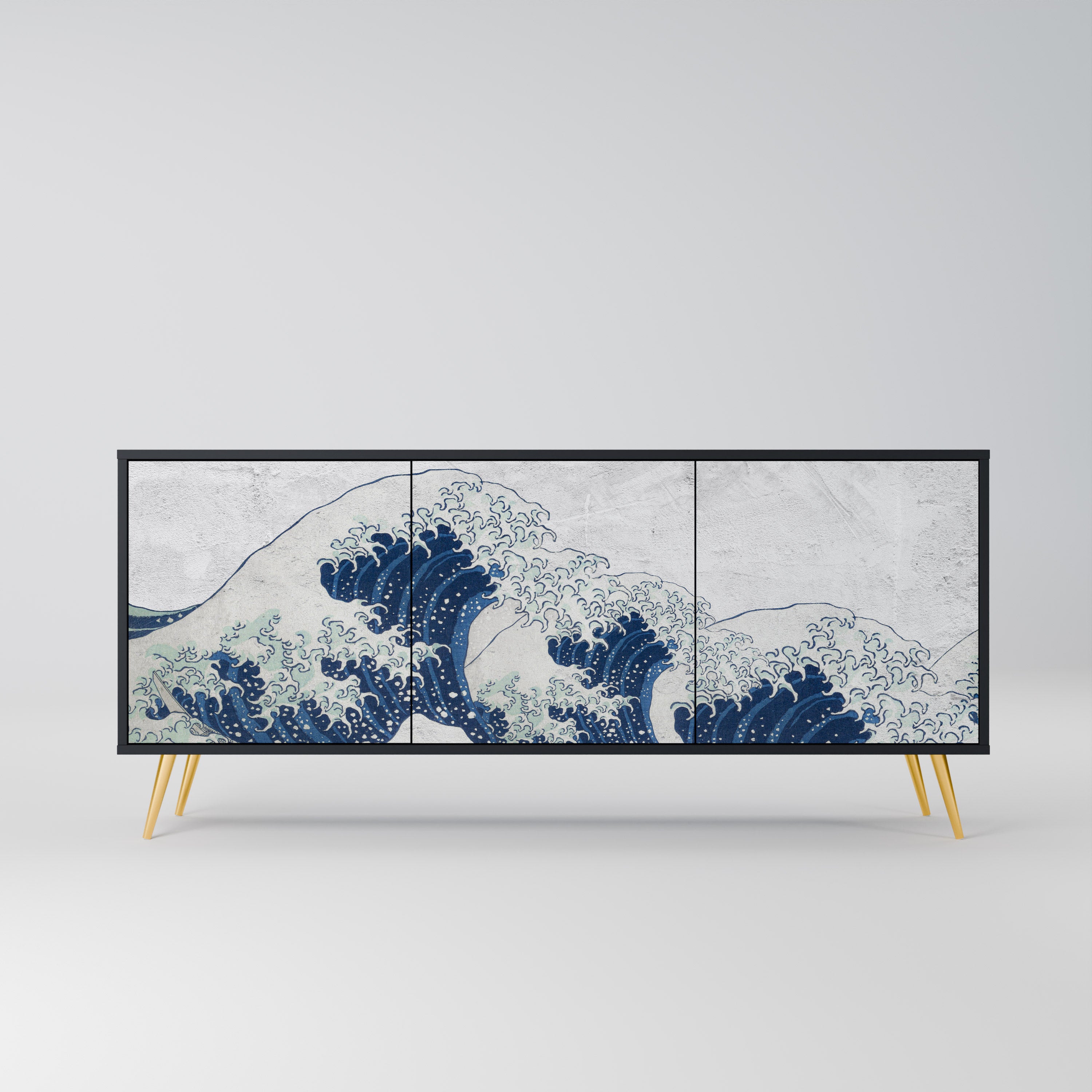 THE GREAT WAVE AT KANAGAWA Komoda 3-drzwiowa korpus Czarny