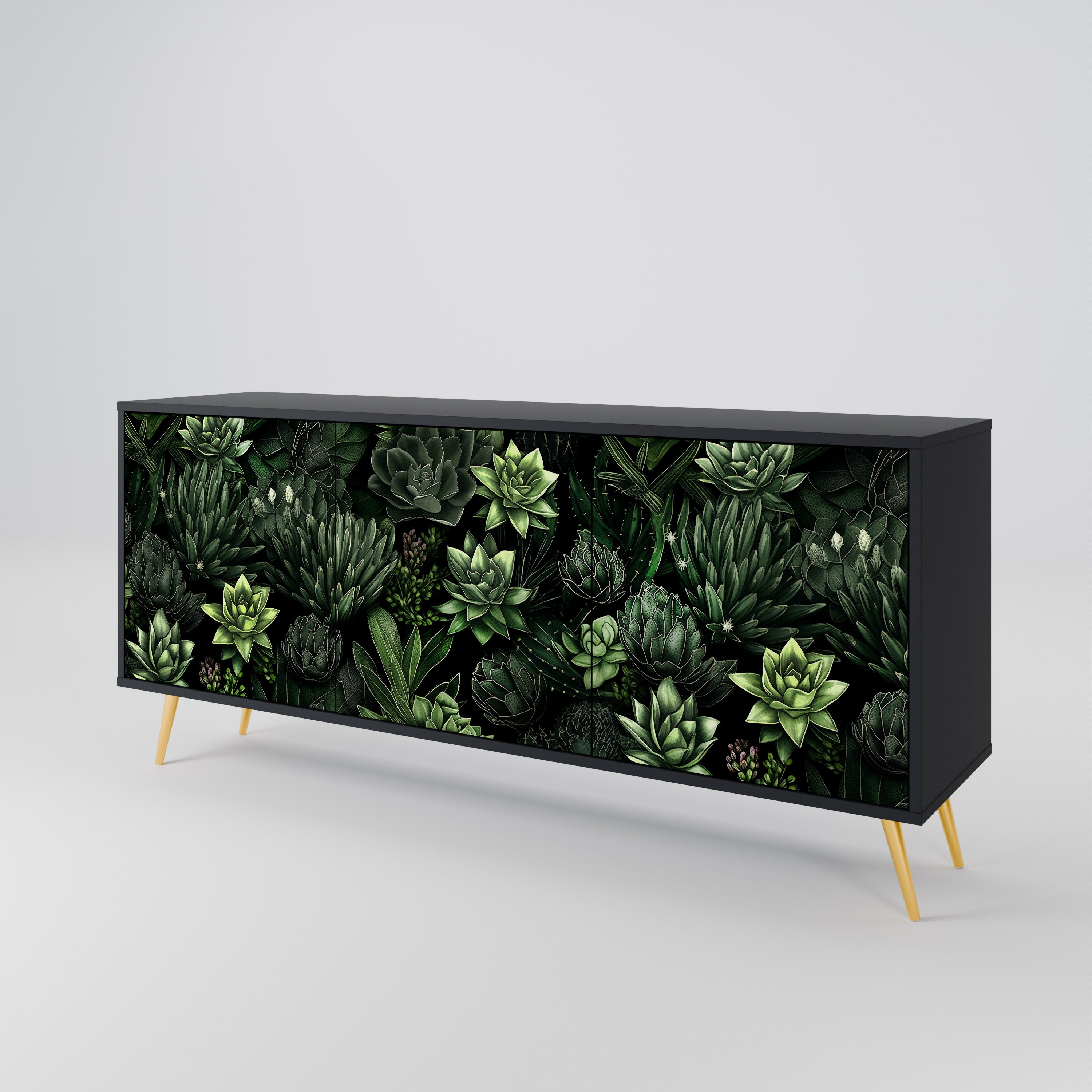 SUCCULENT JUNGLE Komoda 3-drzwiowa korpus Czarny