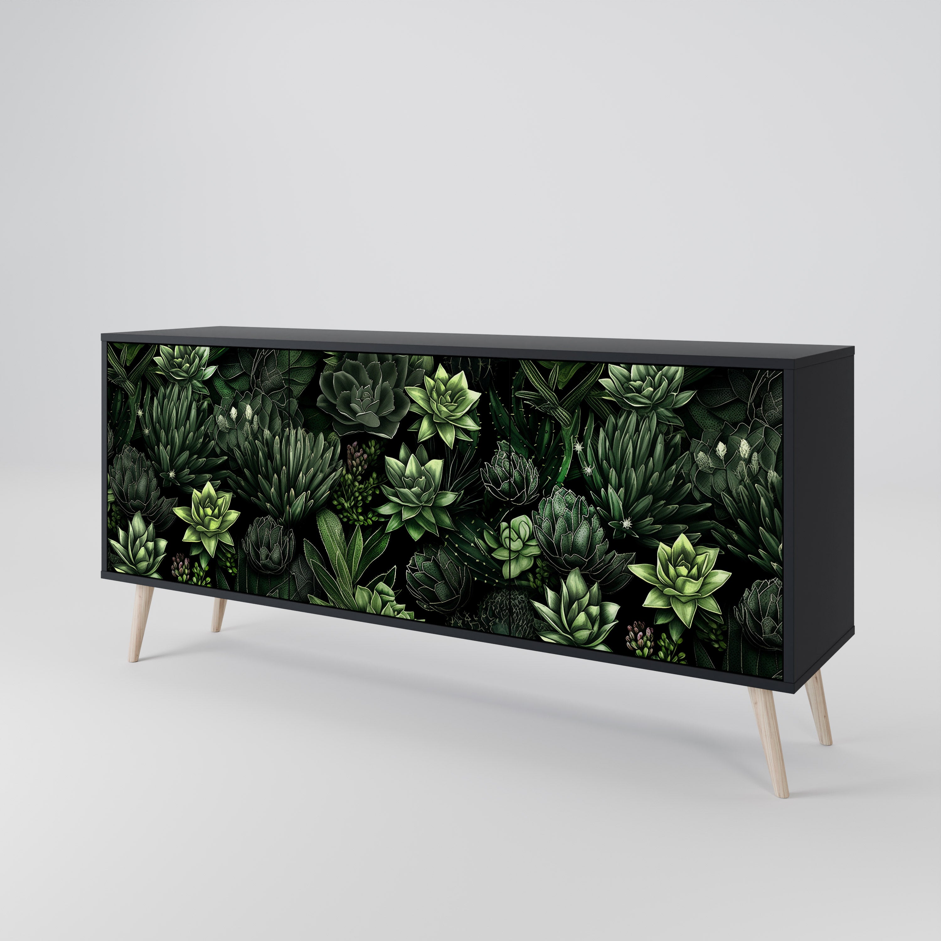 SUCCULENT JUNGLE Komoda 3-drzwiowa korpus Czarny