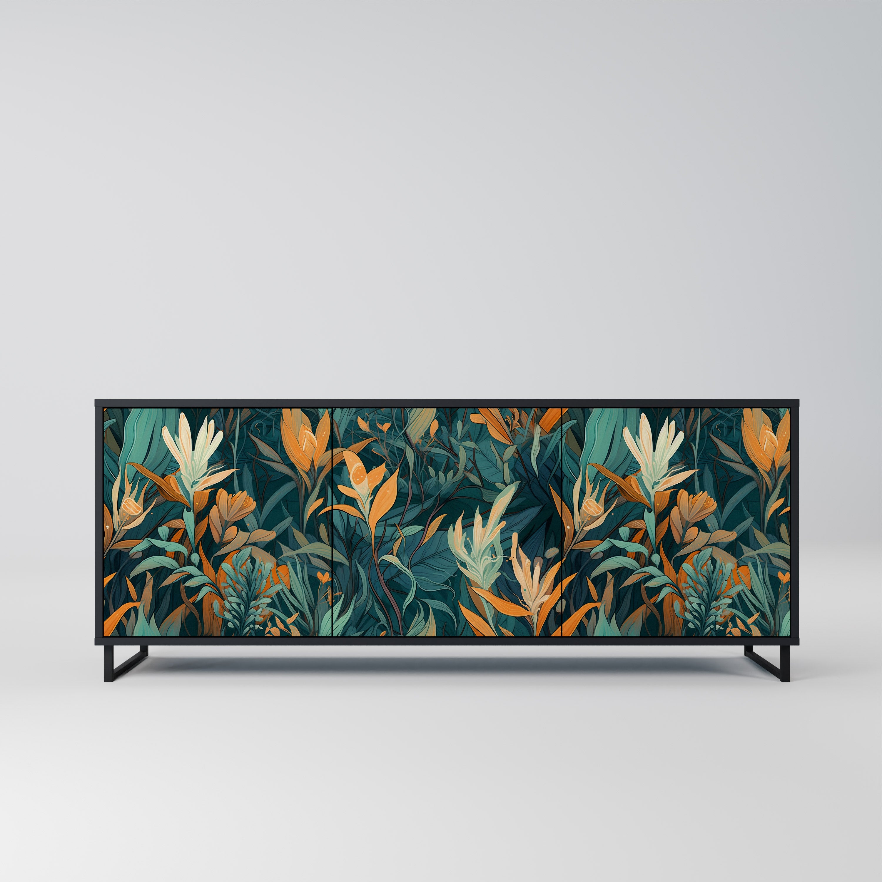 FLORAL SERENITY Komoda 3-drzwiowa korpus Czarny