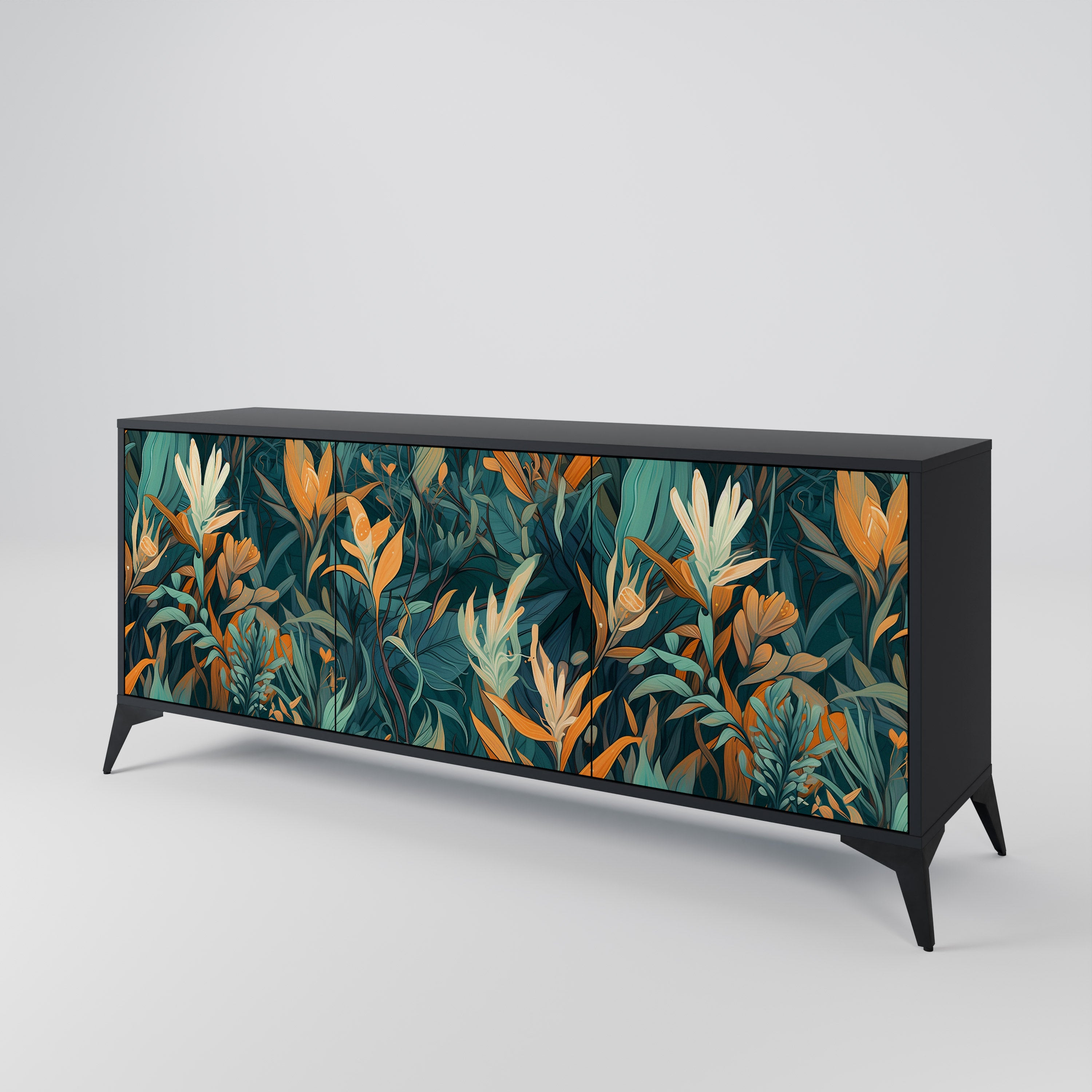 FLORAL SERENITY Komoda 3-drzwiowa korpus Czarny