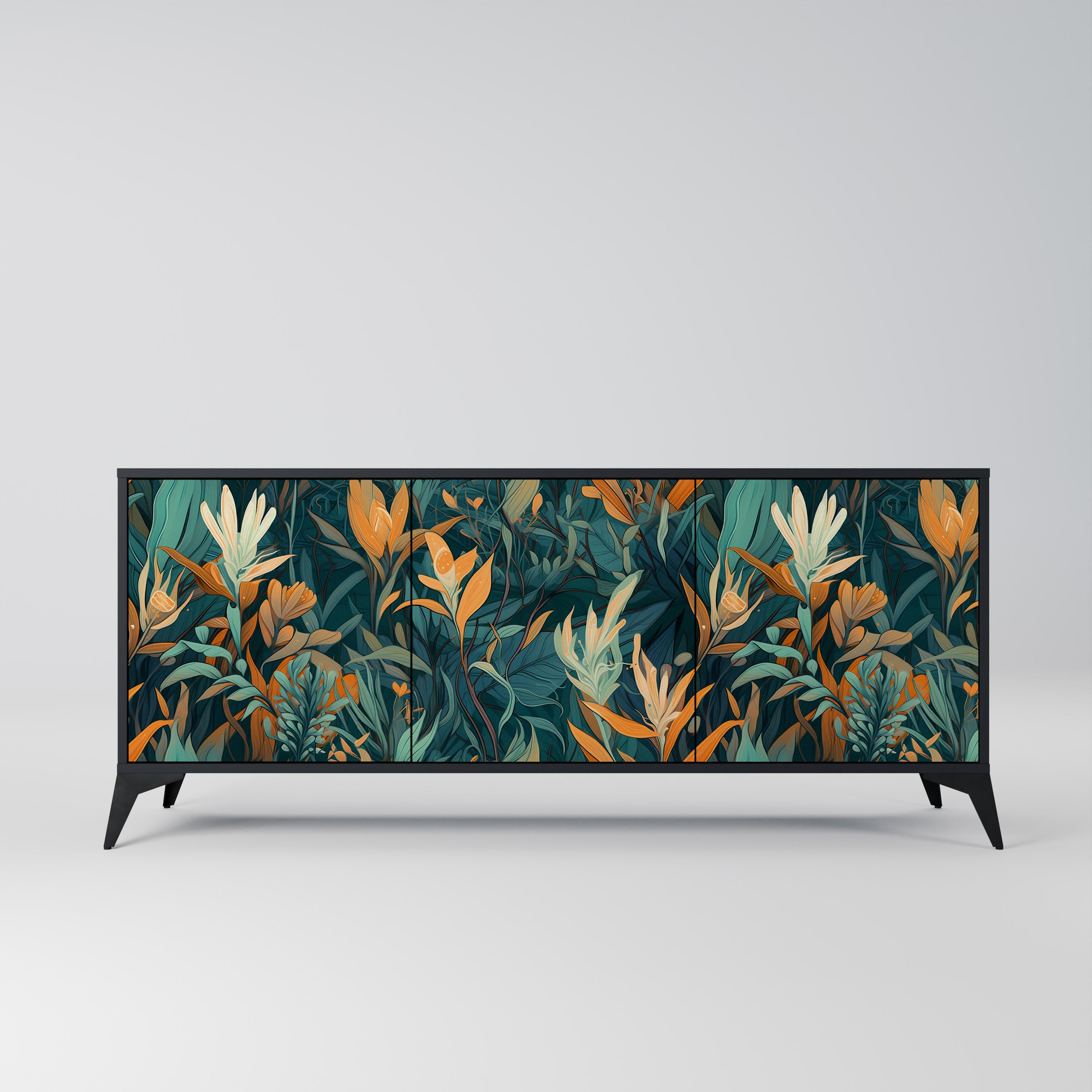 FLORAL SERENITY Komoda 3-drzwiowa korpus Czarny