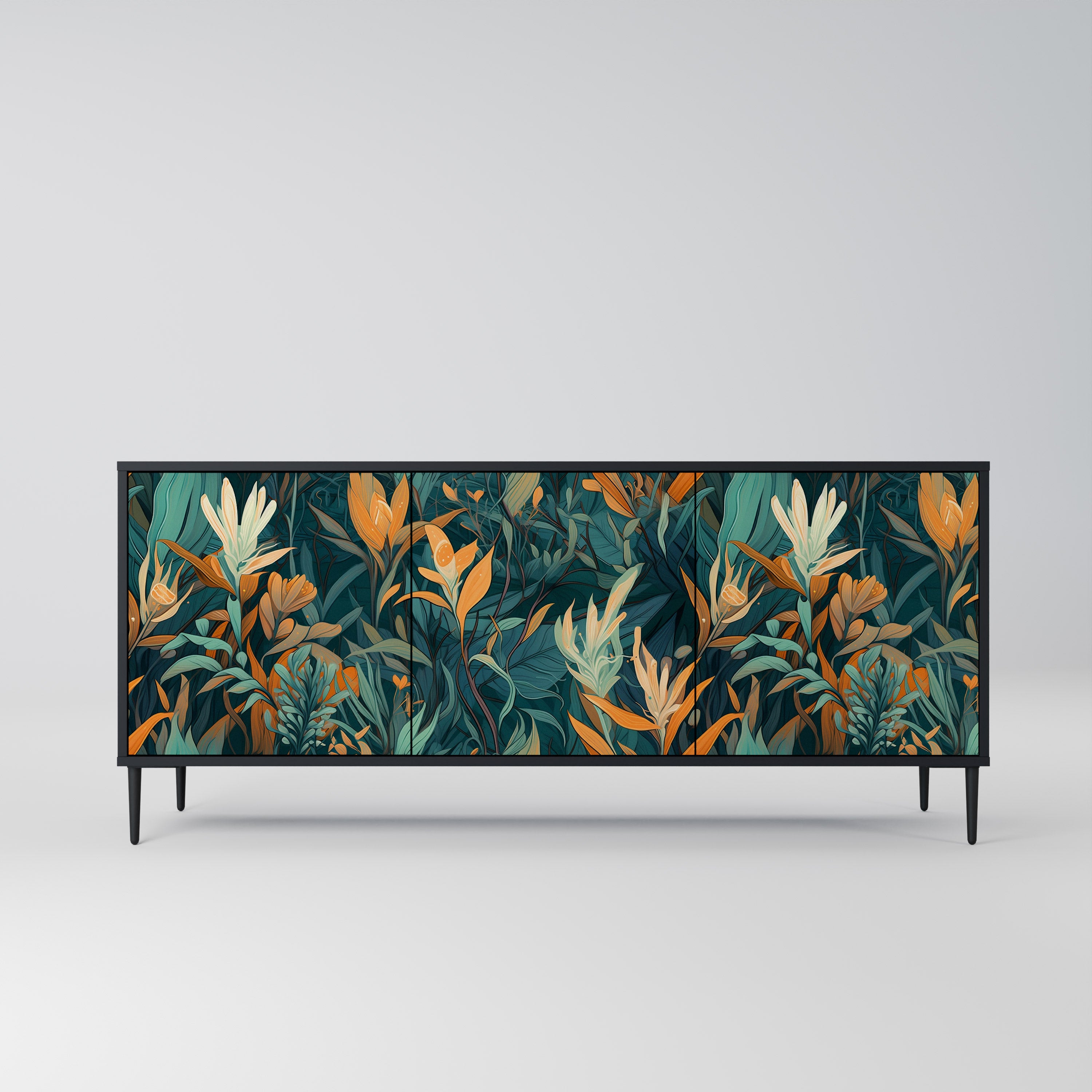 FLORAL SERENITY Komoda 3-drzwiowa korpus Czarny