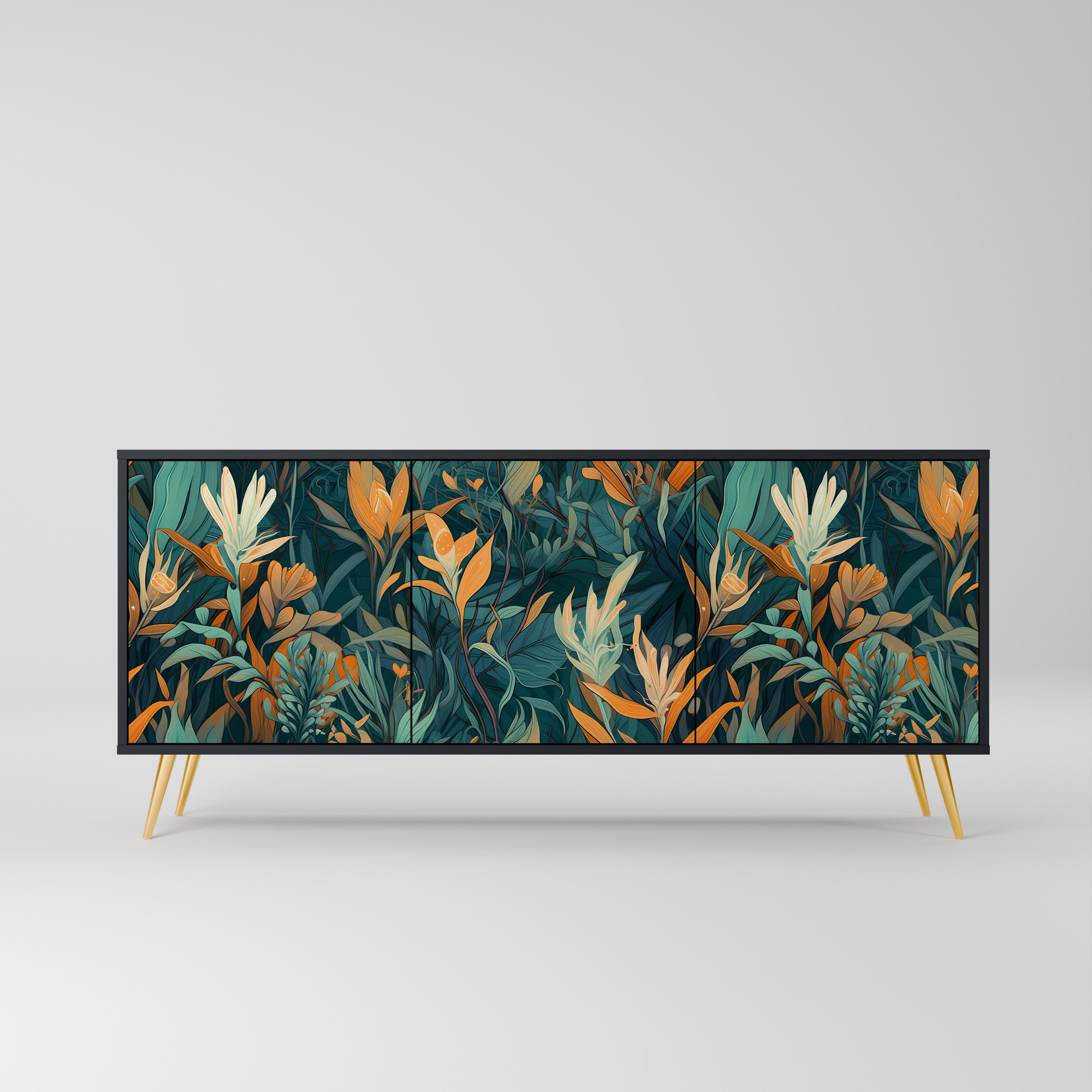 FLORAL SERENITY Komoda 3-drzwiowa korpus Czarny