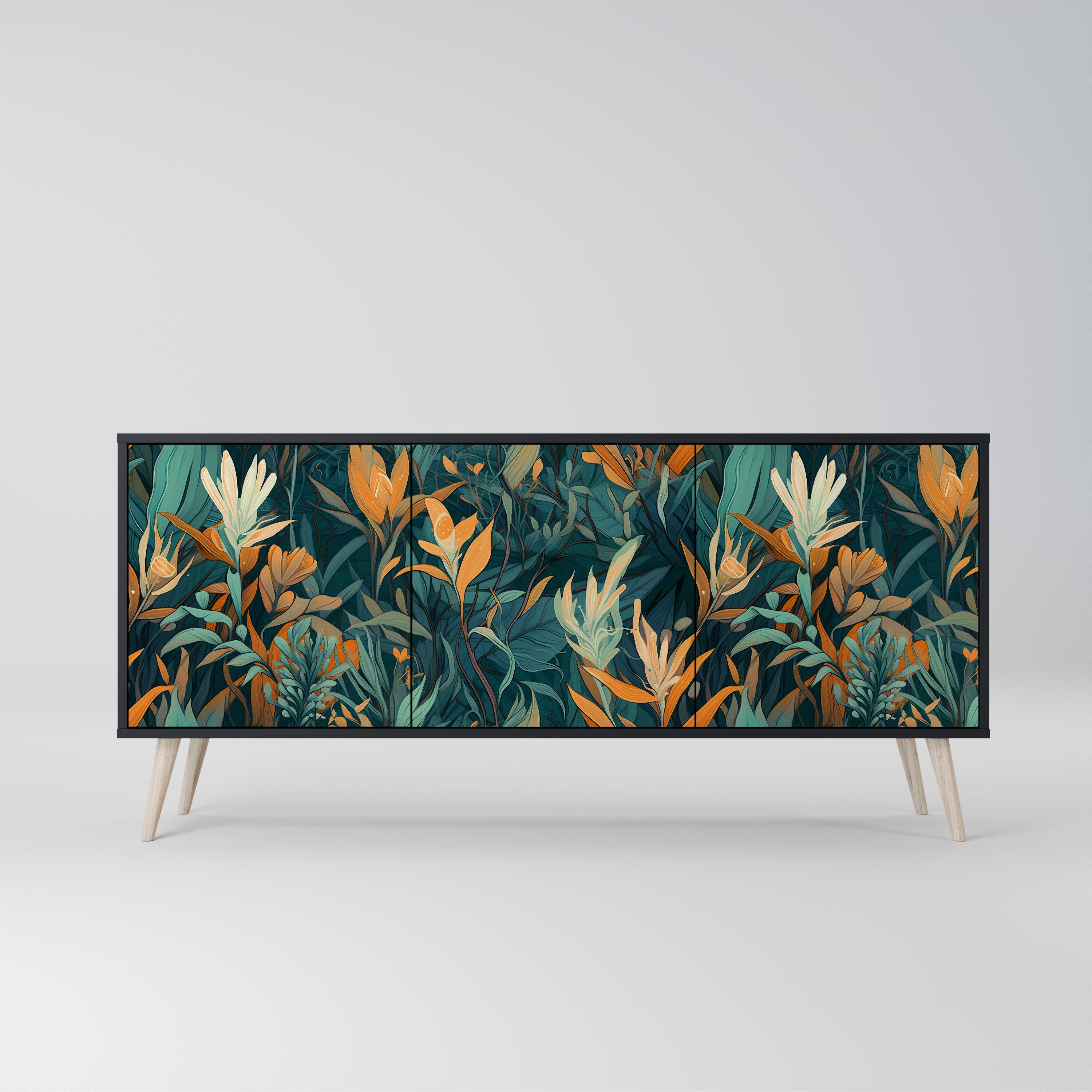 FLORAL SERENITY Komoda 3-drzwiowa korpus Czarny