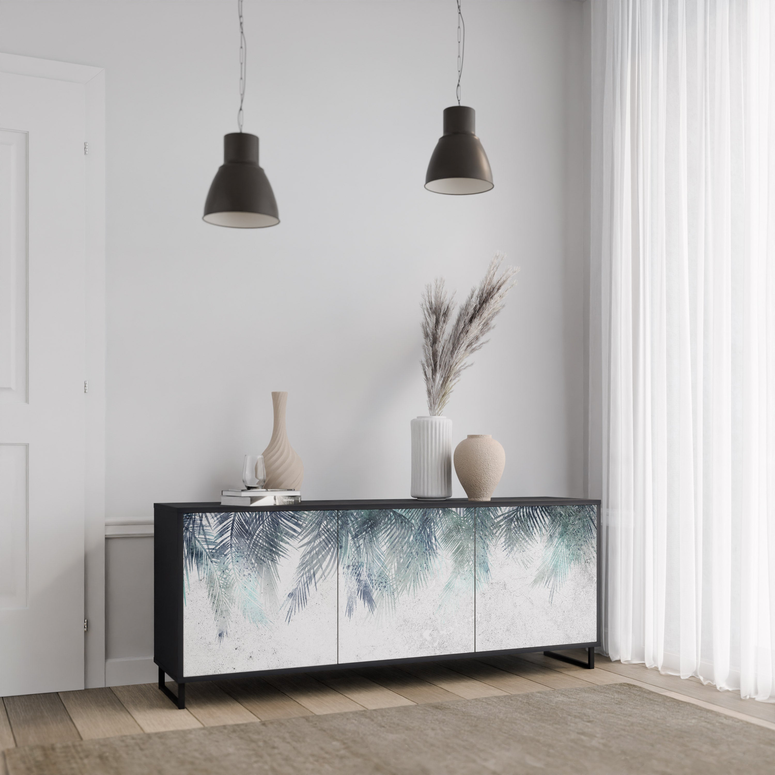 PALM VEIL Komoda 3-drzwiowa korpus Czarny