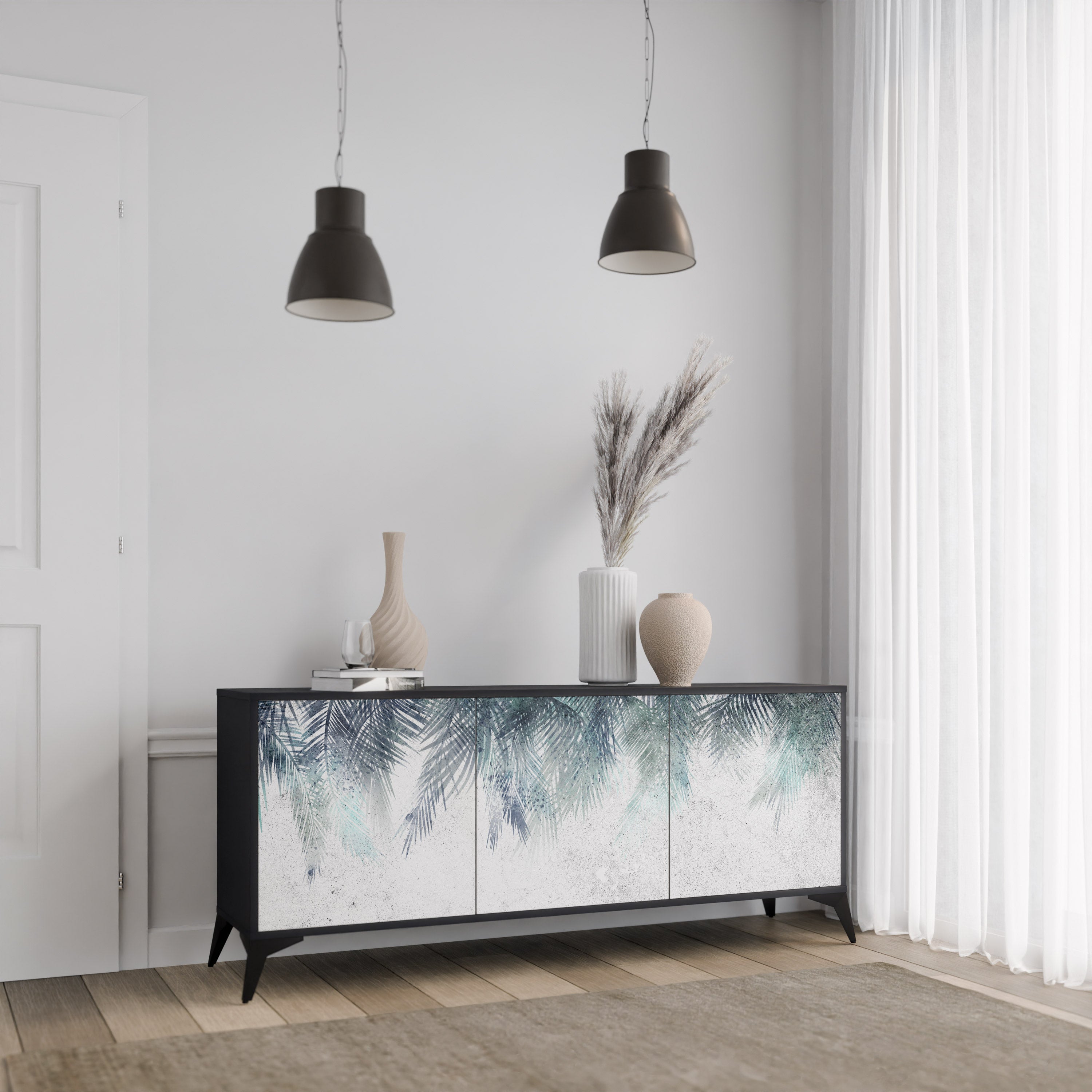 PALM VEIL Komoda 3-drzwiowa korpus Czarny