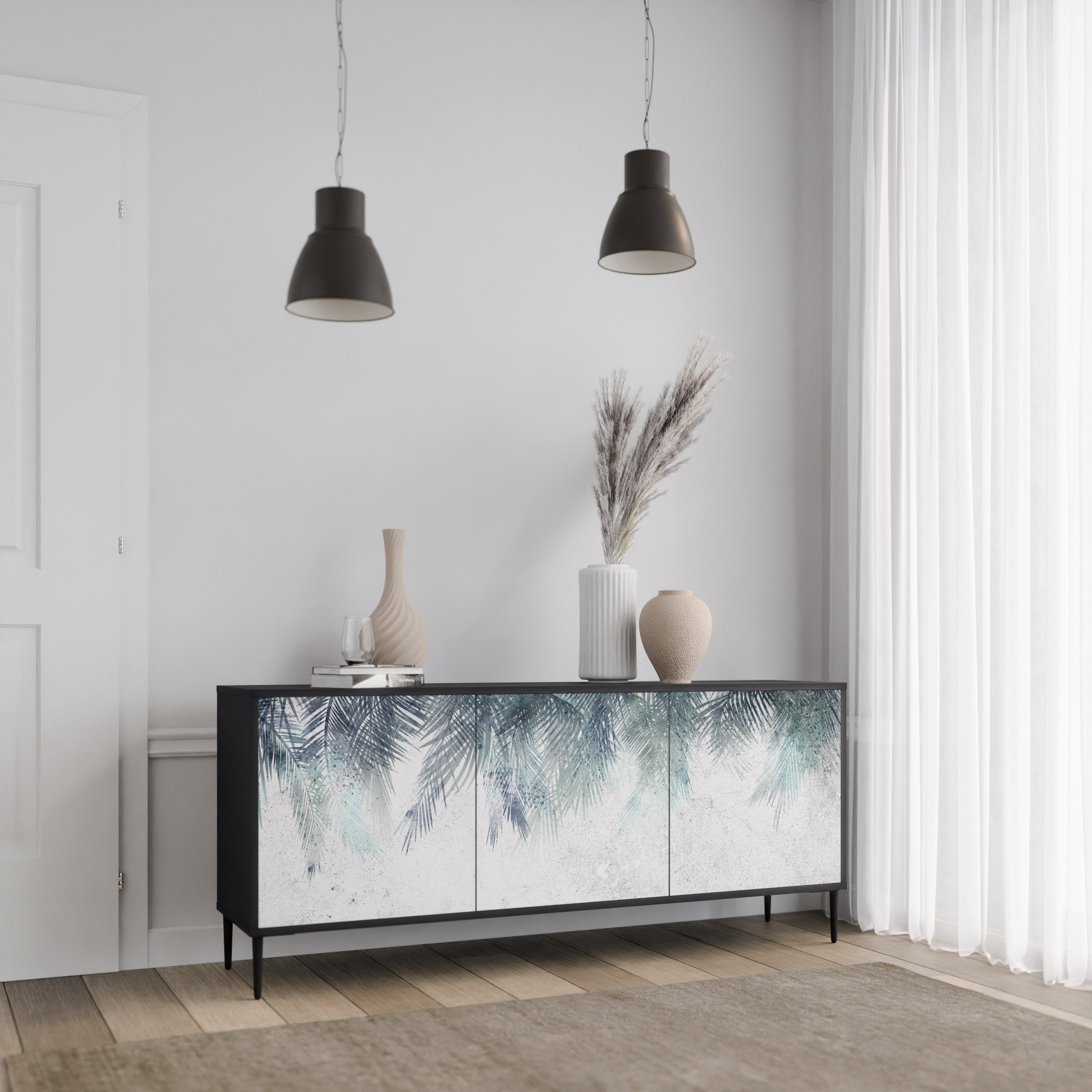 PALM VEIL Komoda 3-drzwiowa korpus Czarny