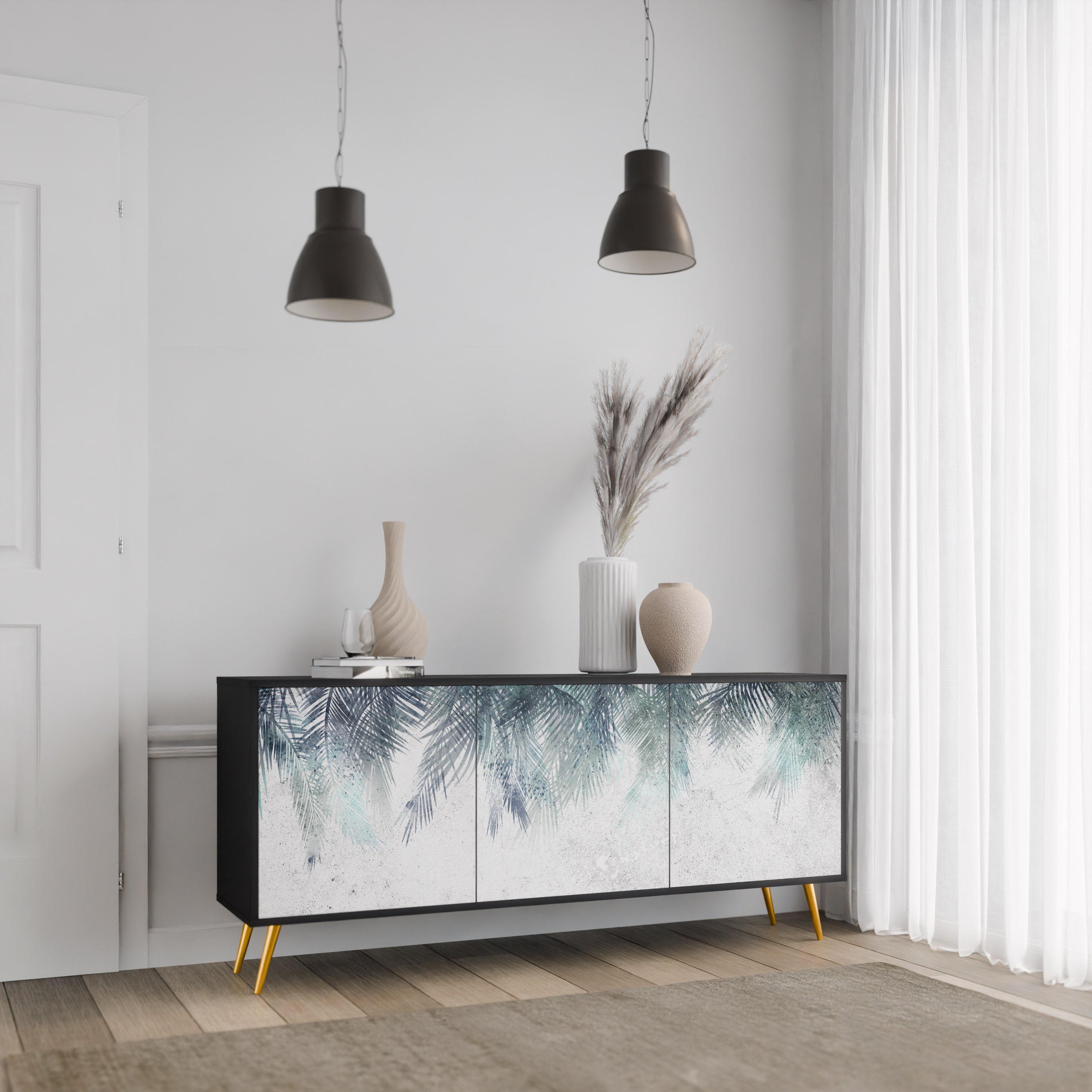 PALM VEIL Komoda 3-drzwiowa korpus Czarny