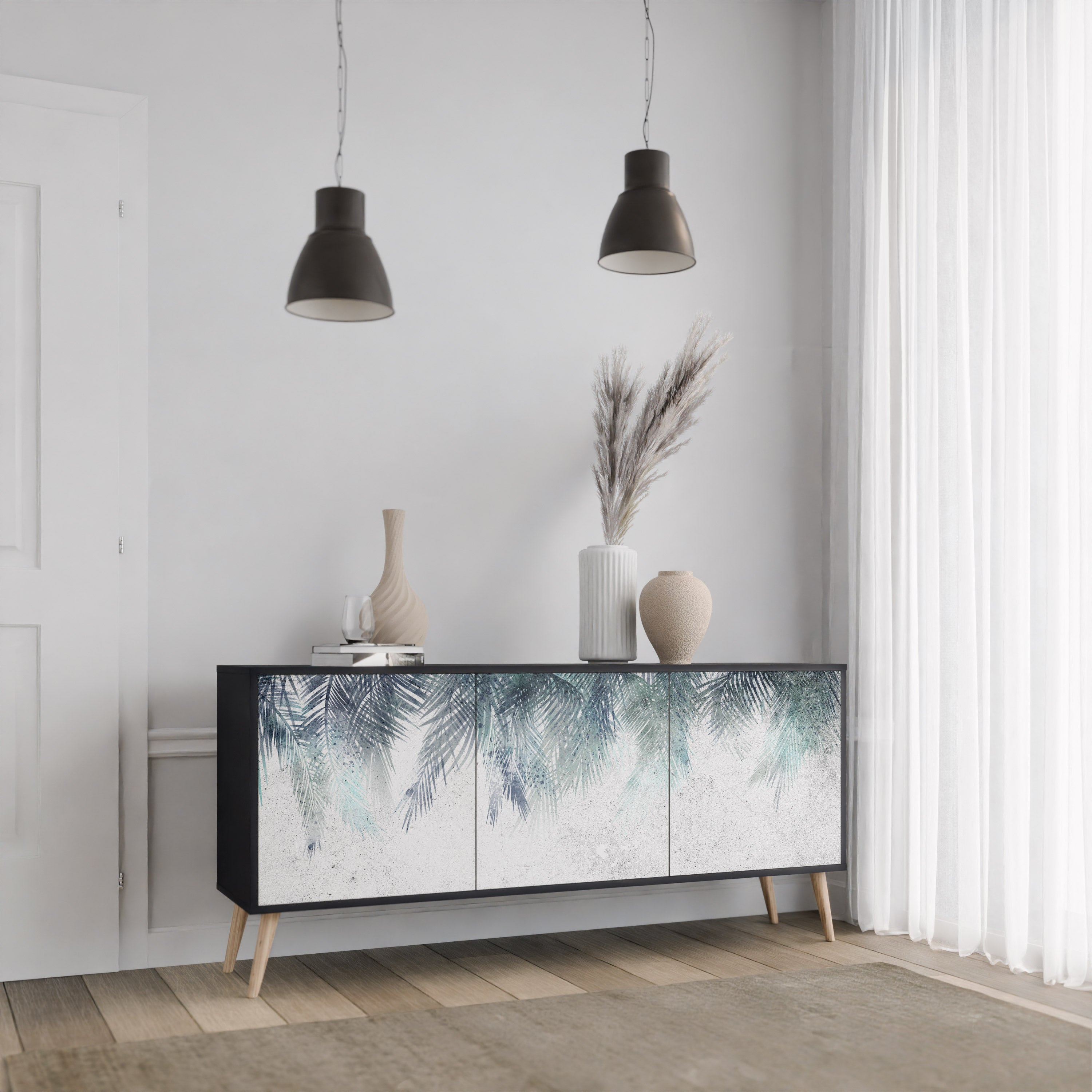 PALM VEIL Komoda 3-drzwiowa korpus Czarny