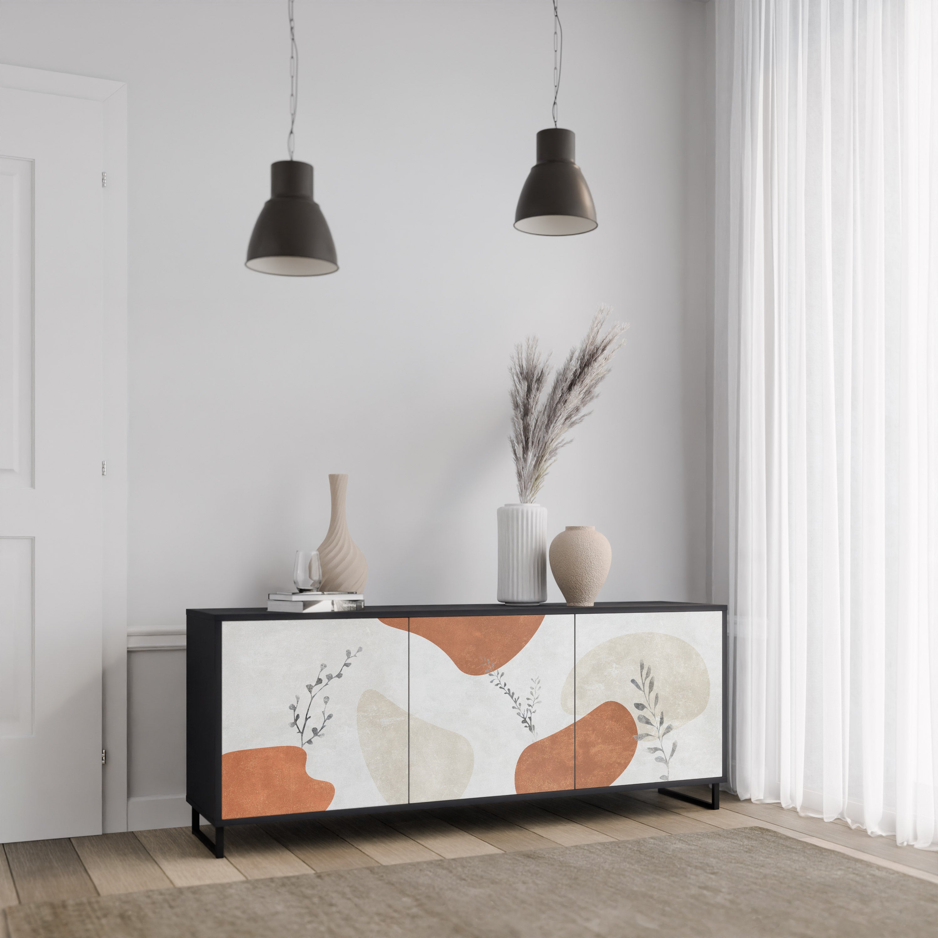 TRANQUIL TWIG Komoda 3-drzwiowa korpus Czarny