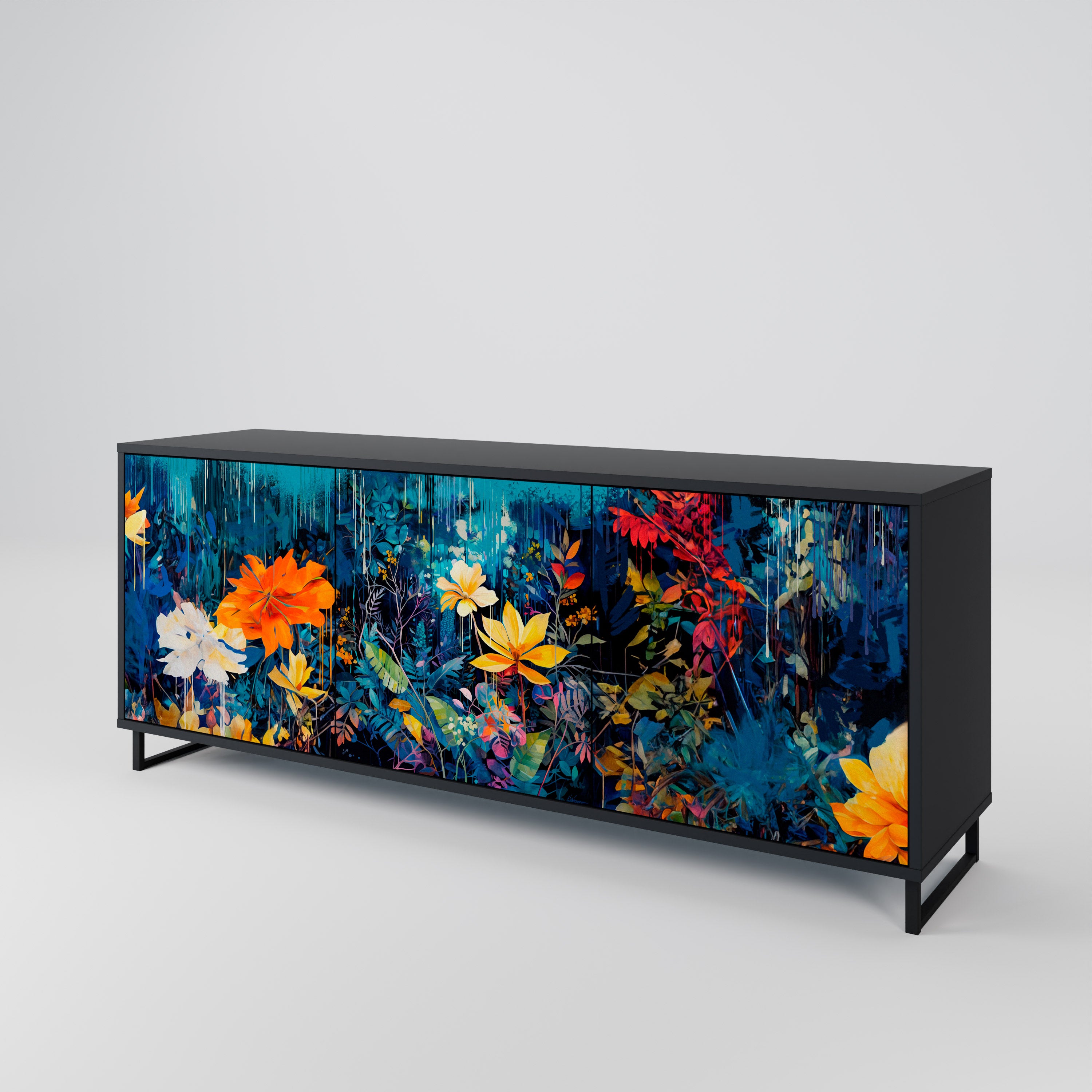 MIDNIGHT BLOSSOM Komoda 3-drzwiowa korpus Czarny