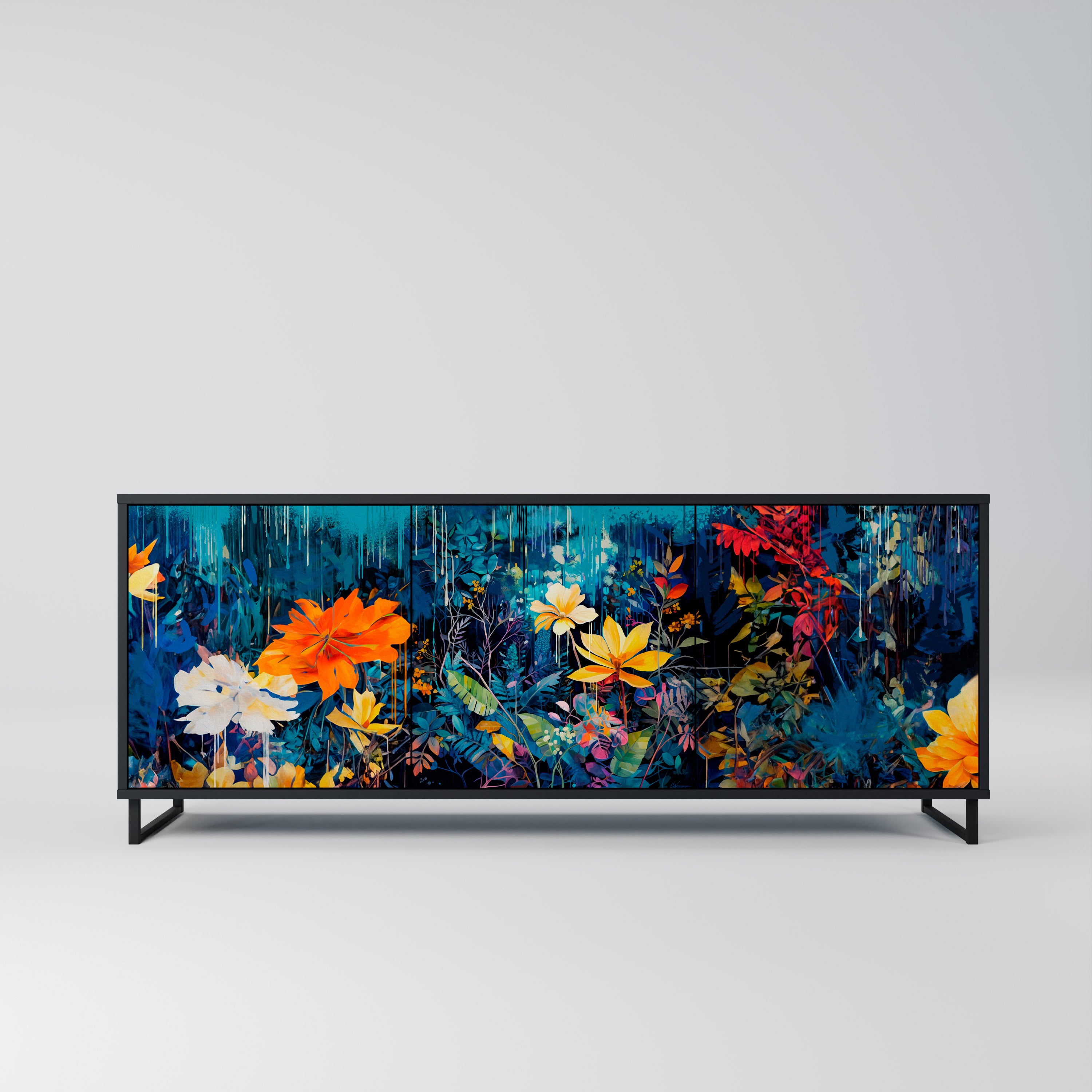MIDNIGHT BLOSSOM Komoda 3-drzwiowa korpus Czarny
