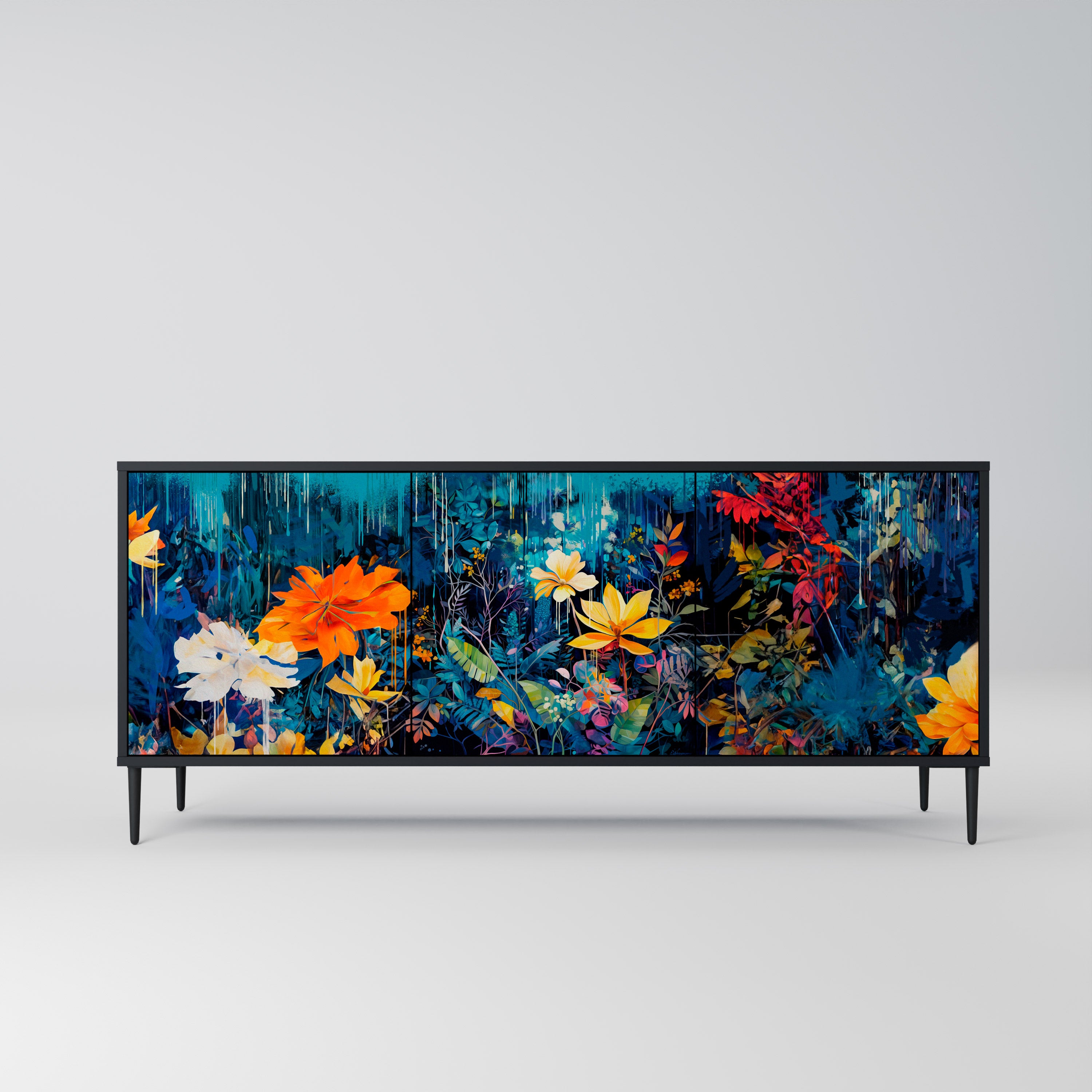 MIDNIGHT BLOSSOM Komoda 3-drzwiowa korpus Czarny