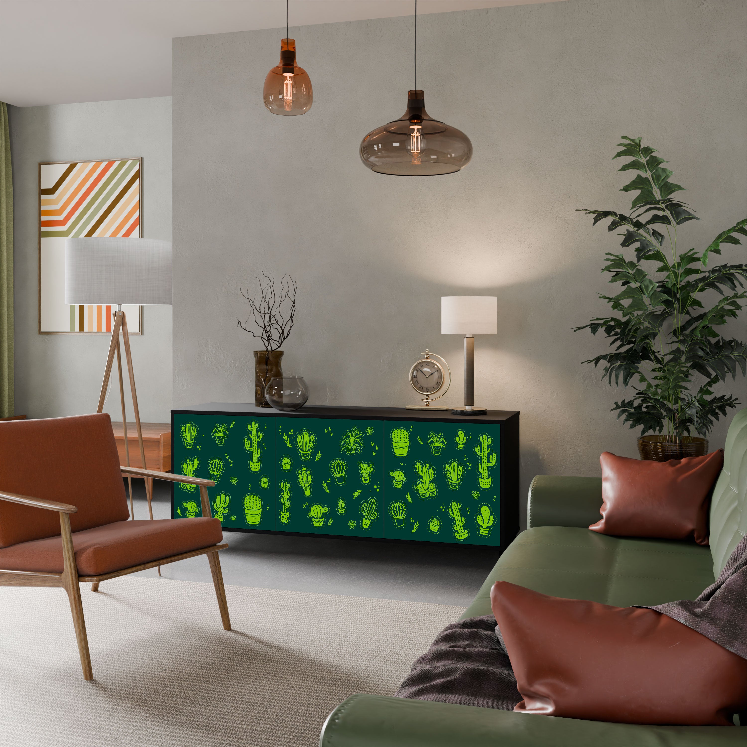 DESERT GREEN Komoda 3-drzwiowa korpus Czarny