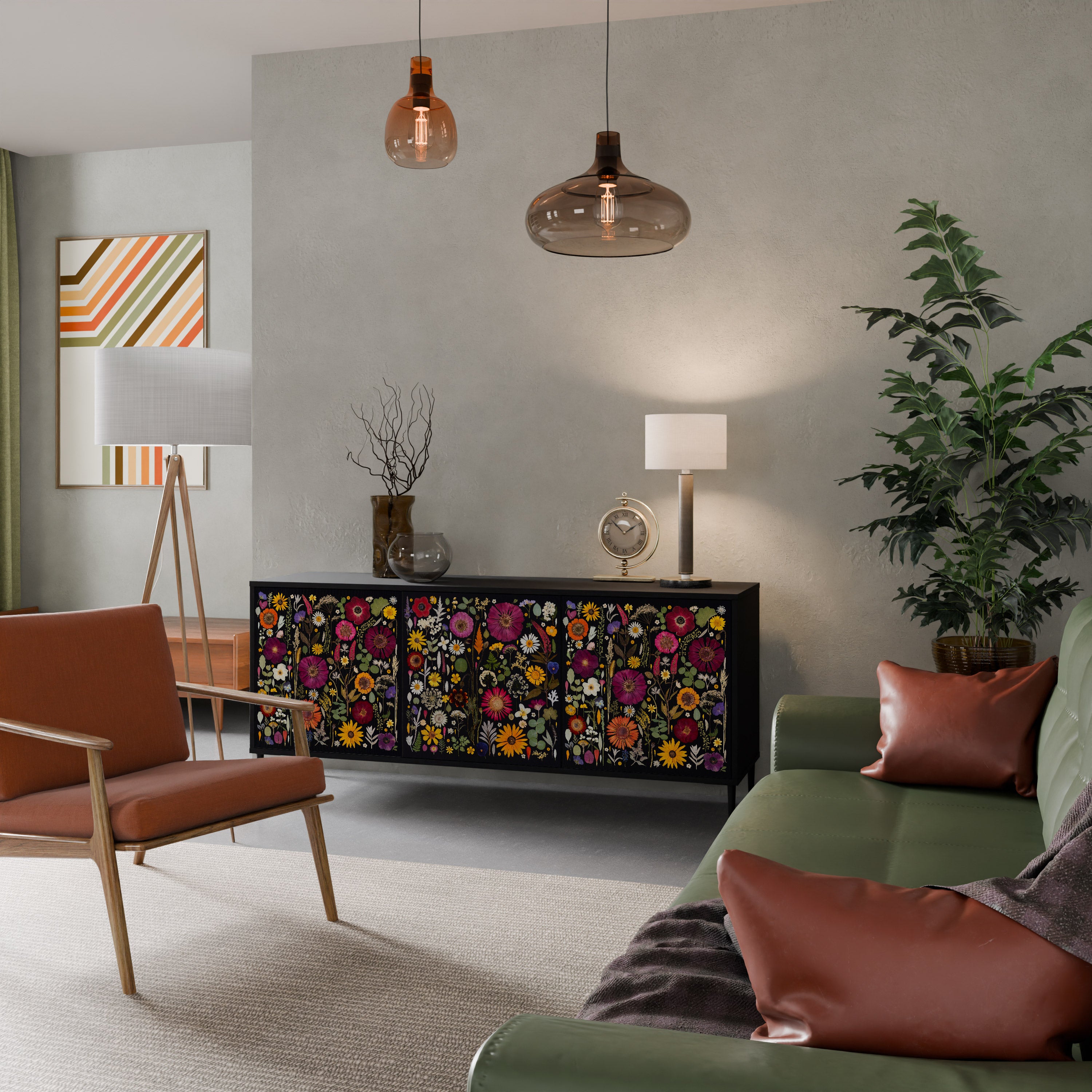 MIDNIGHT GARDEN Komoda 3-drzwiowa korpus Czarny