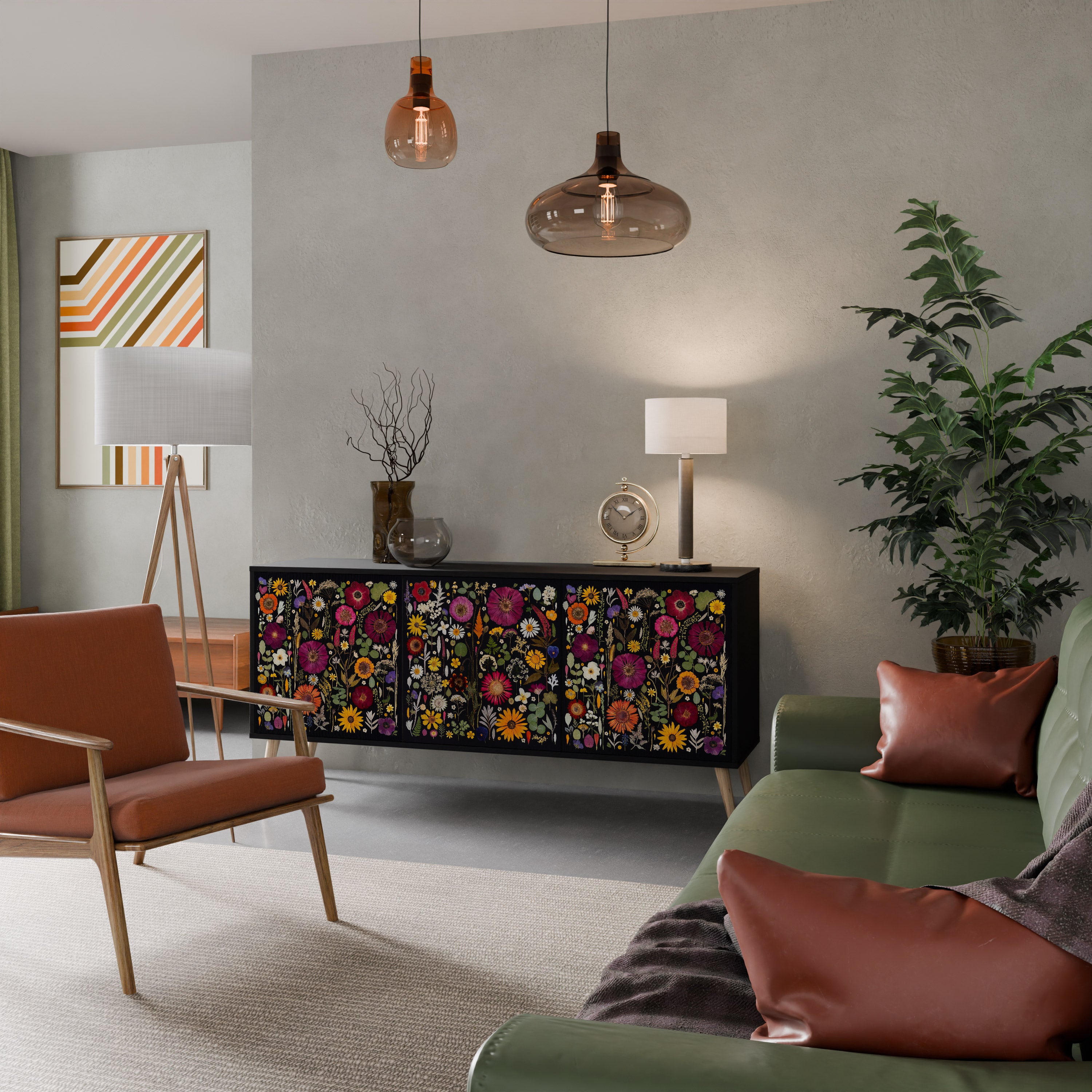 MIDNIGHT GARDEN Komoda 3-drzwiowa korpus Czarny