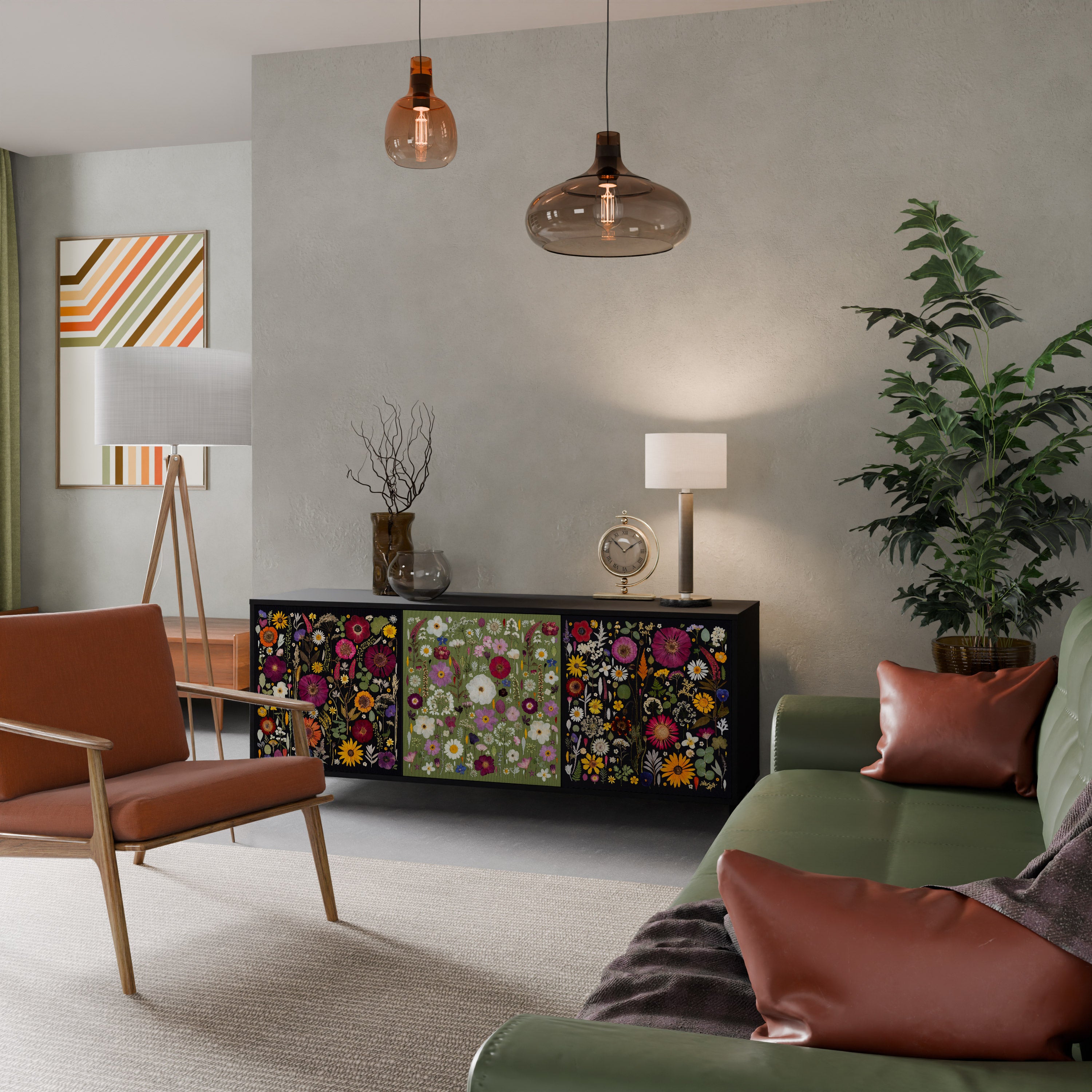 VERDANT GARDEN Komoda 3-drzwiowa korpus Czarny