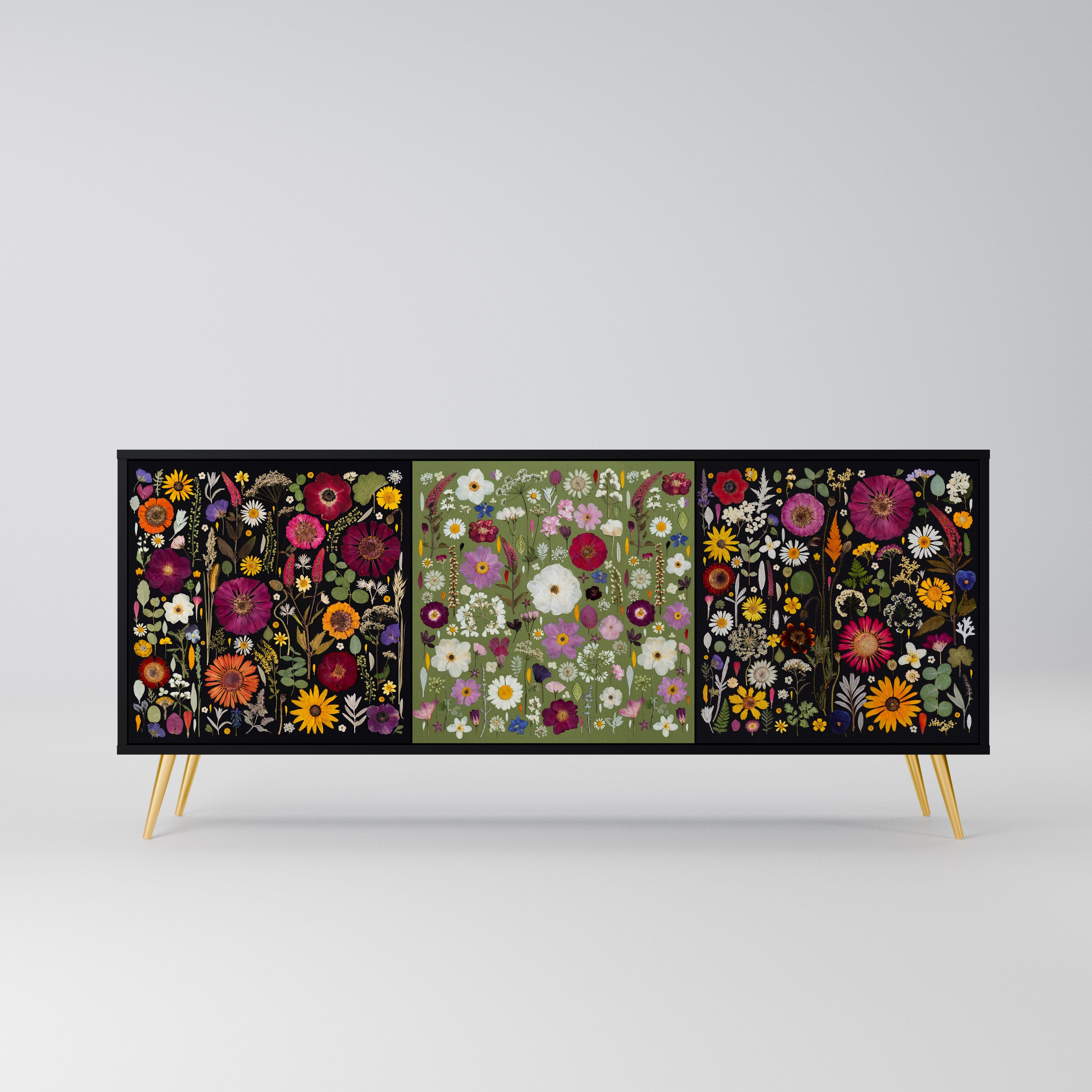 VERDANT GARDEN Komoda 3-drzwiowa korpus Czarny