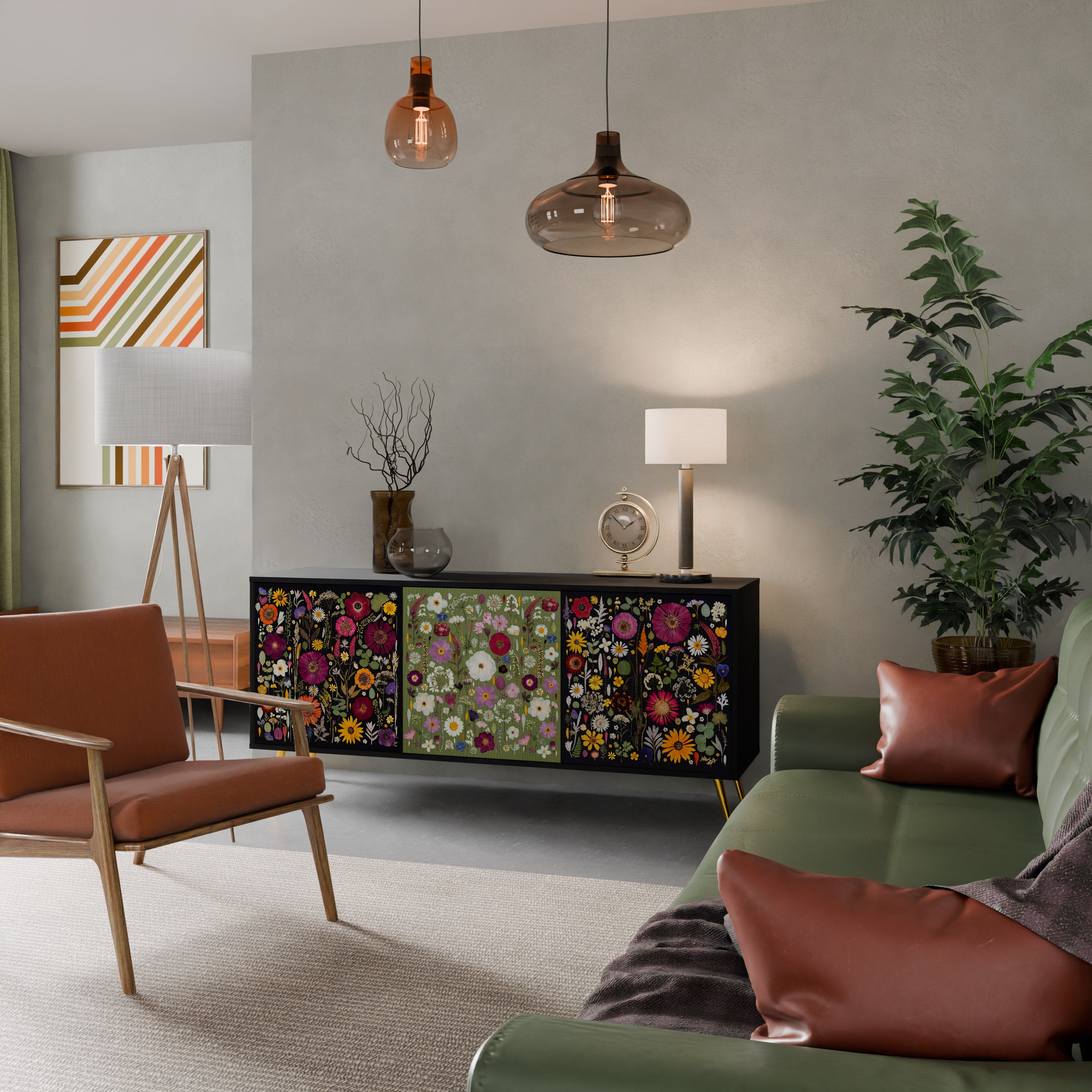 VERDANT GARDEN Komoda 3-drzwiowa korpus Czarny