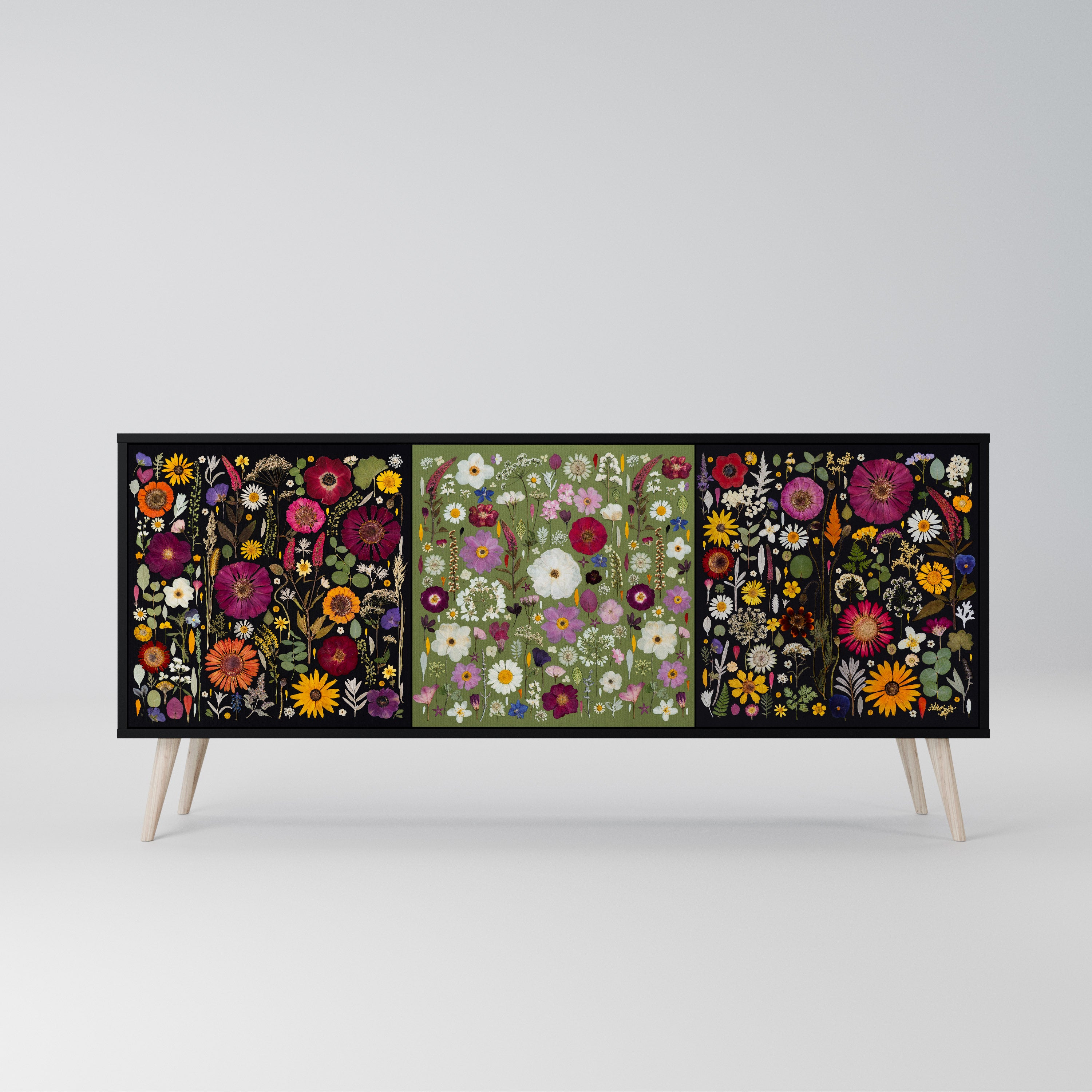 VERDANT GARDEN Komoda 3-drzwiowa korpus Czarny