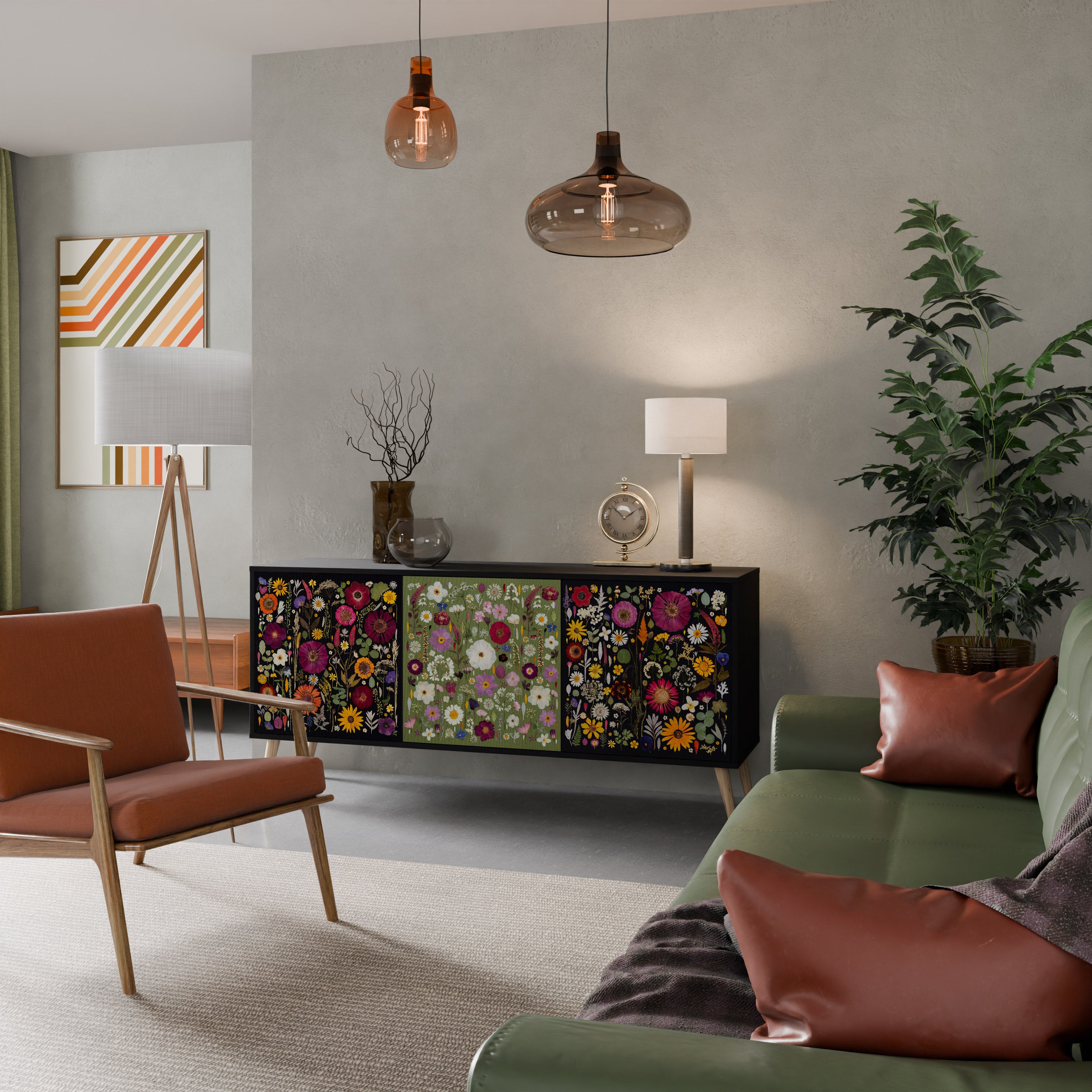 VERDANT GARDEN Komoda 3-drzwiowa korpus Czarny