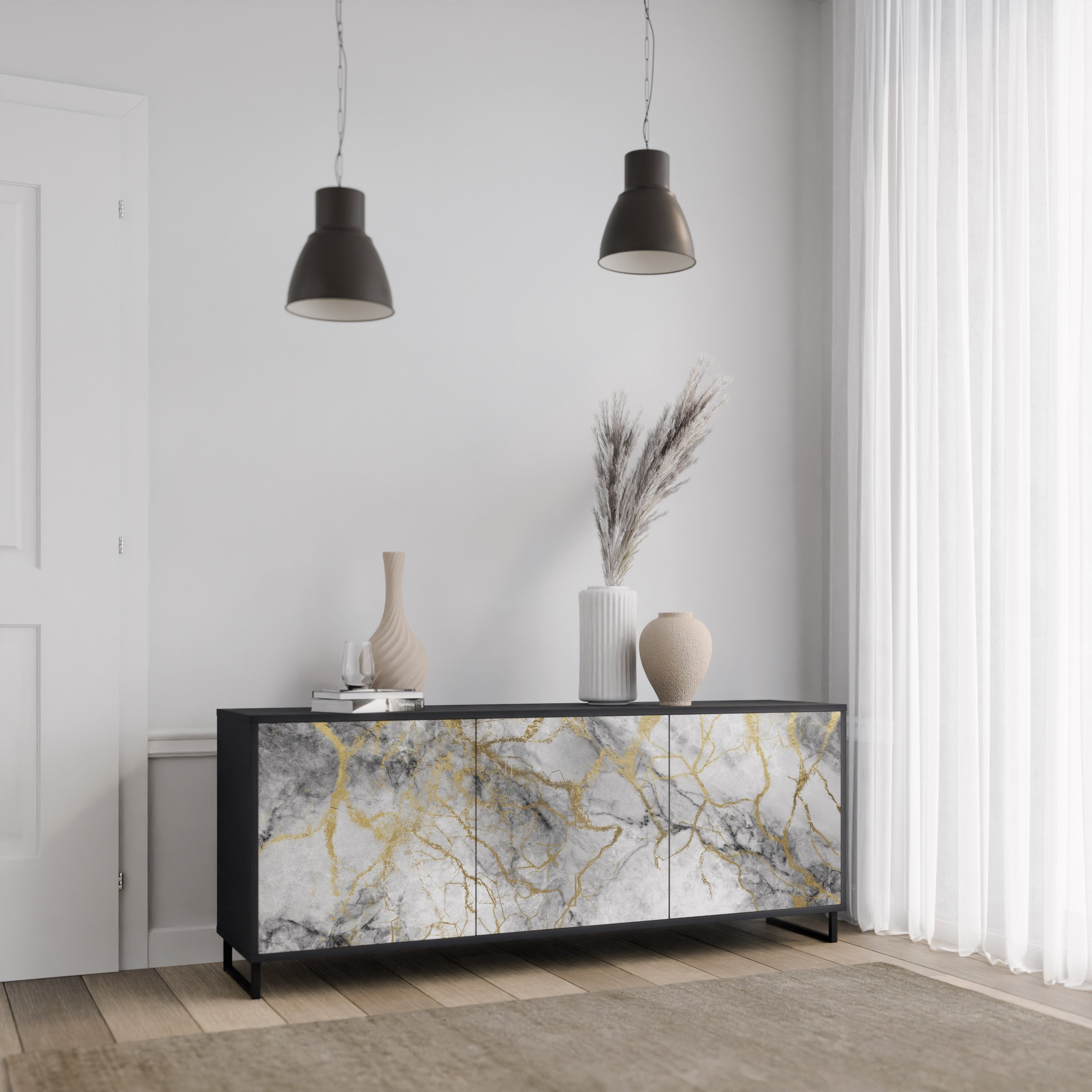 TIMELESS GLIDE Komoda 3-drzwiowa korpus Czarny