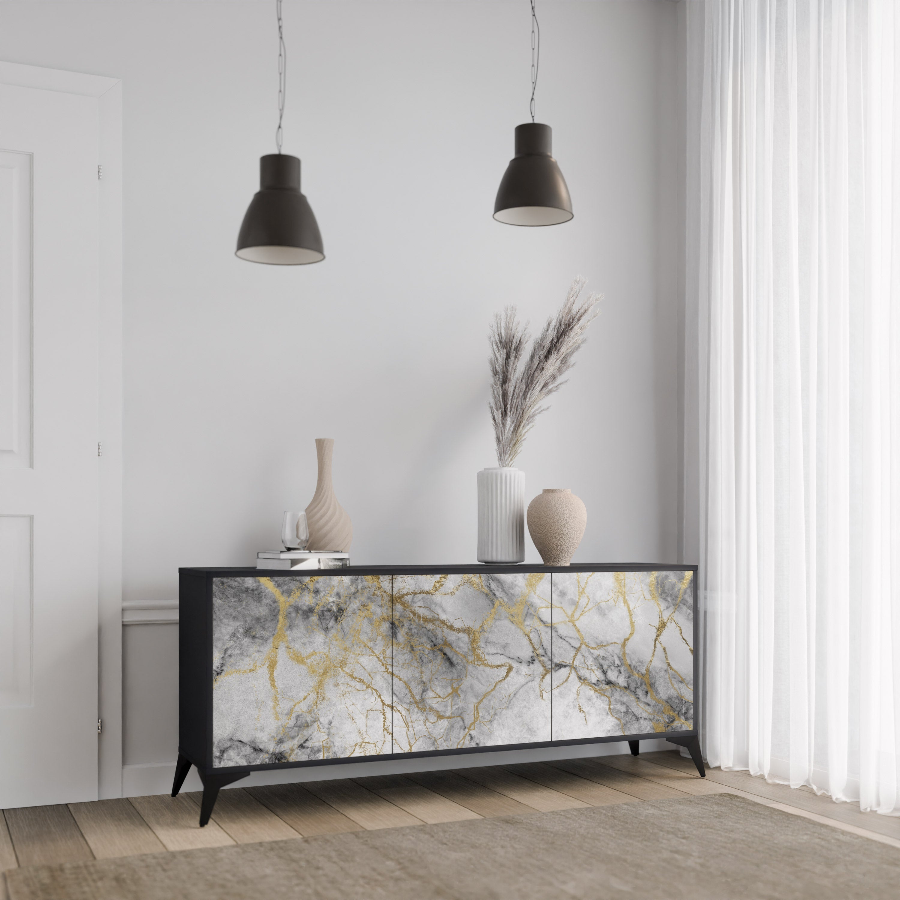 TIMELESS GLIDE Komoda 3-drzwiowa korpus Czarny