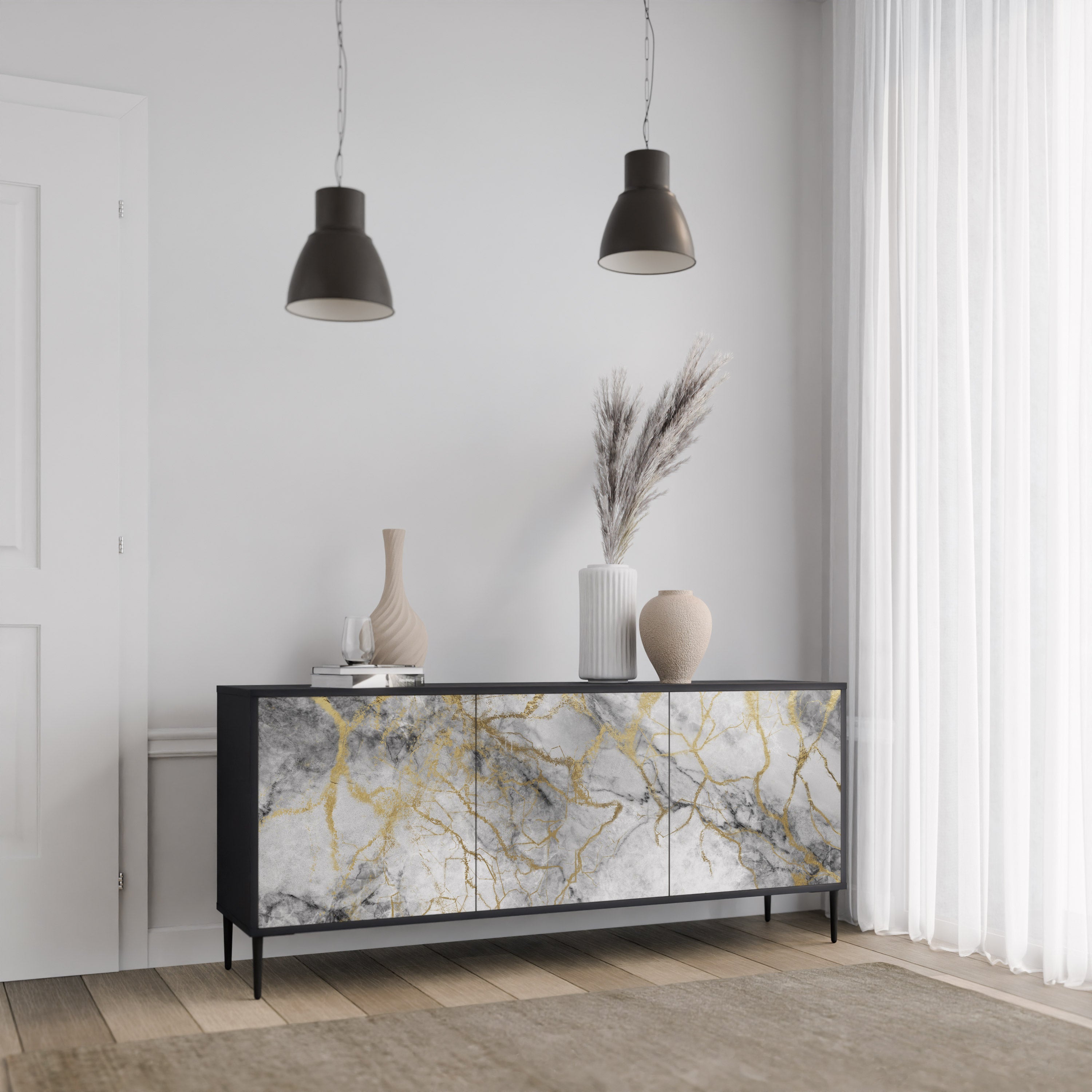 TIMELESS GLIDE Komoda 3-drzwiowa korpus Czarny