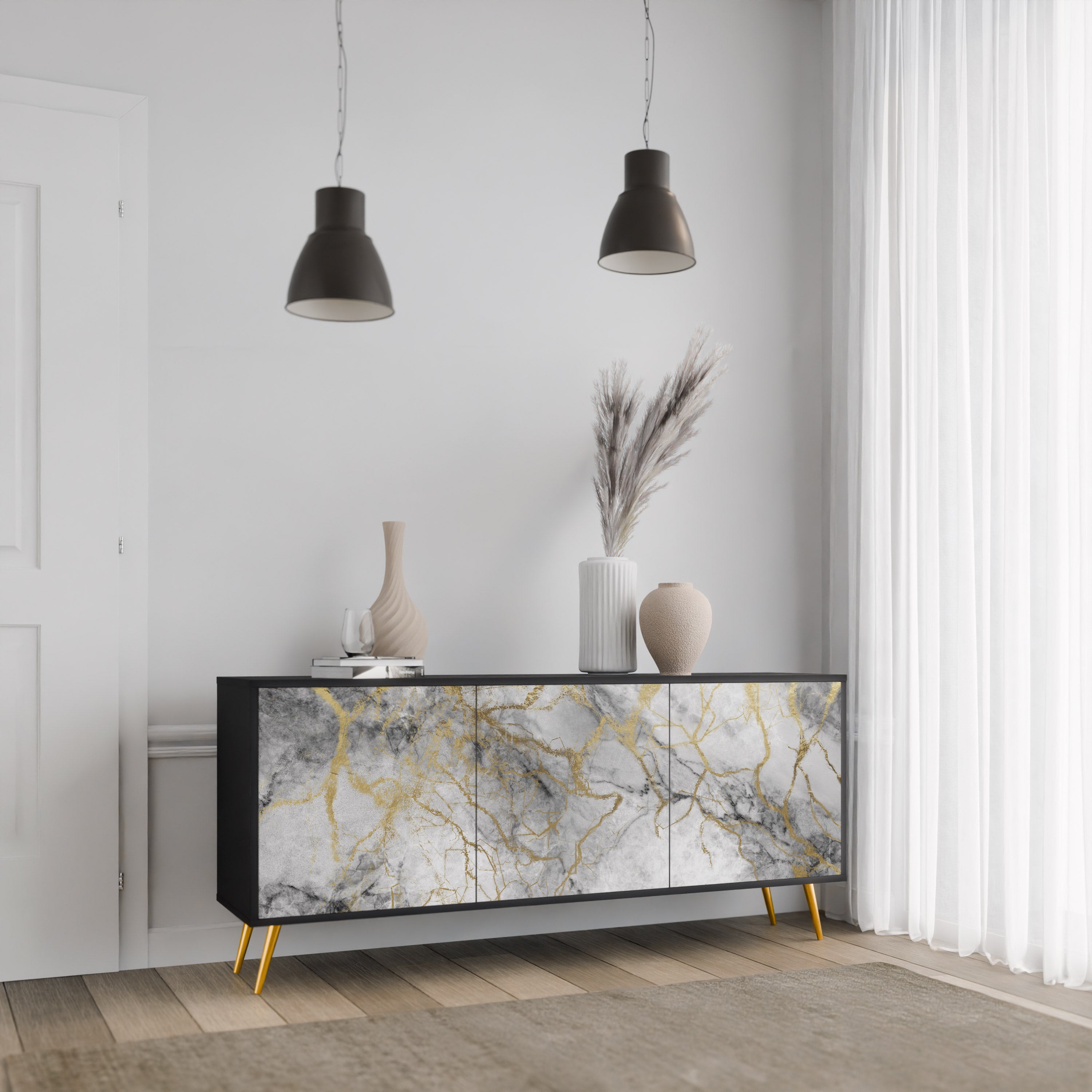 TIMELESS GLIDE Komoda 3-drzwiowa korpus Czarny