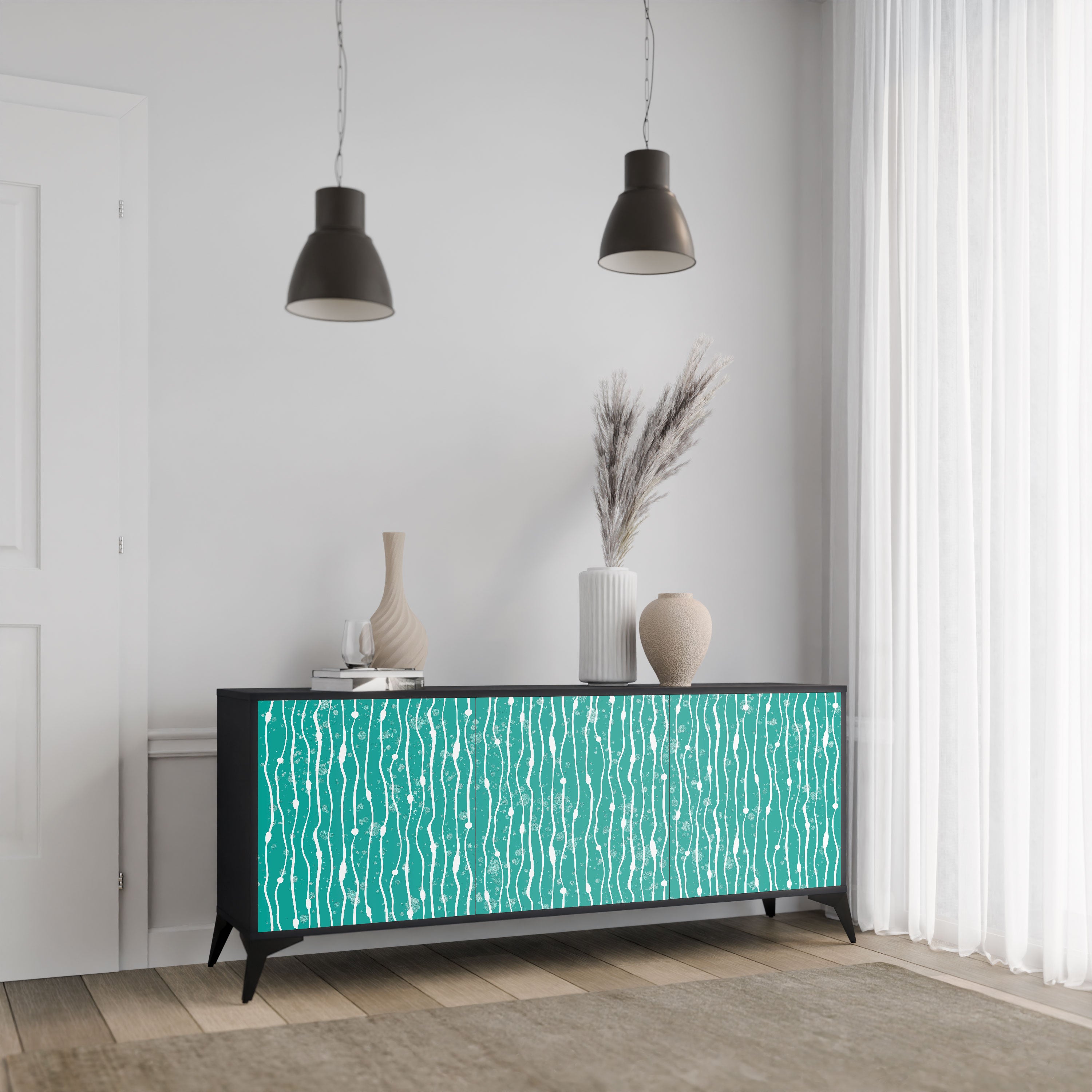 TURQUOISE RAIN Komoda 3-drzwiowa korpus Czarny