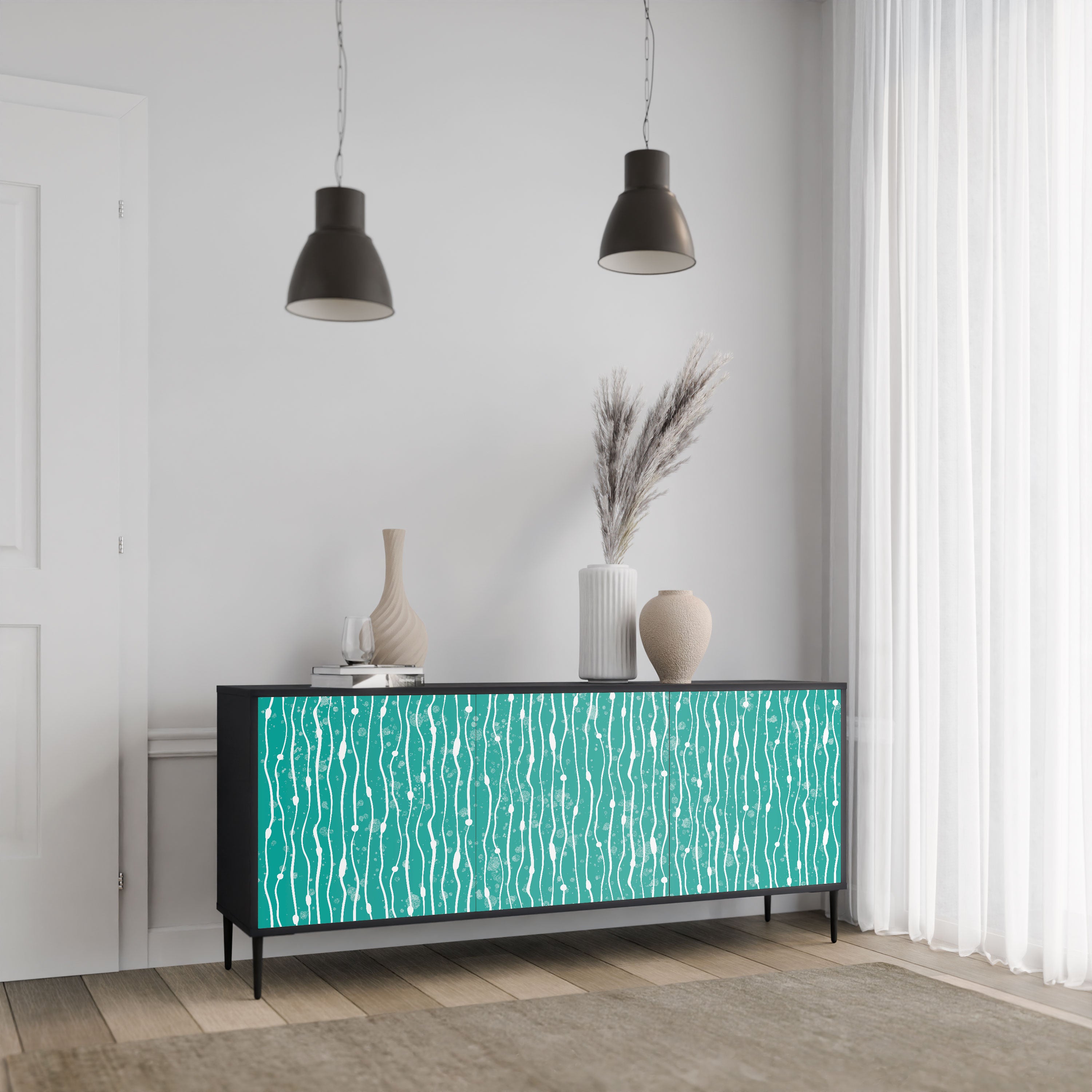 TURQUOISE RAIN Komoda 3-drzwiowa korpus Czarny
